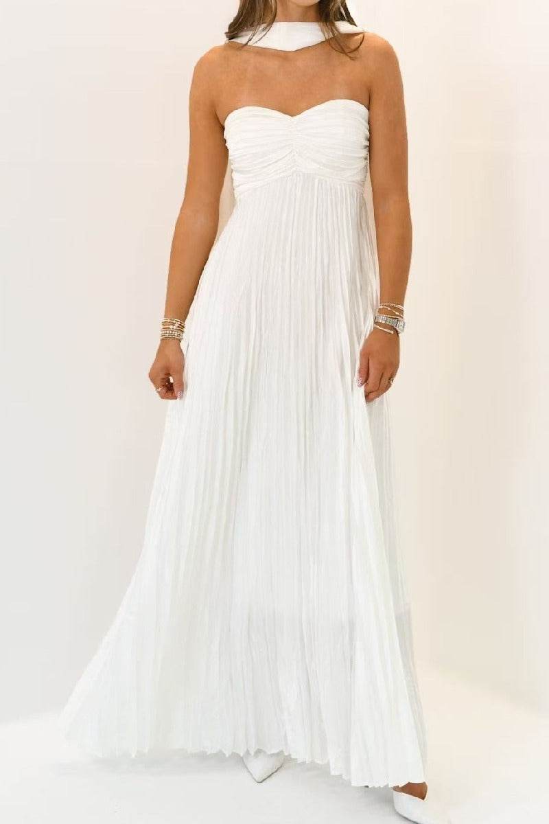 A-line Maxi Pleated Spandex Satin Formal Evening Dresses 937501662612
