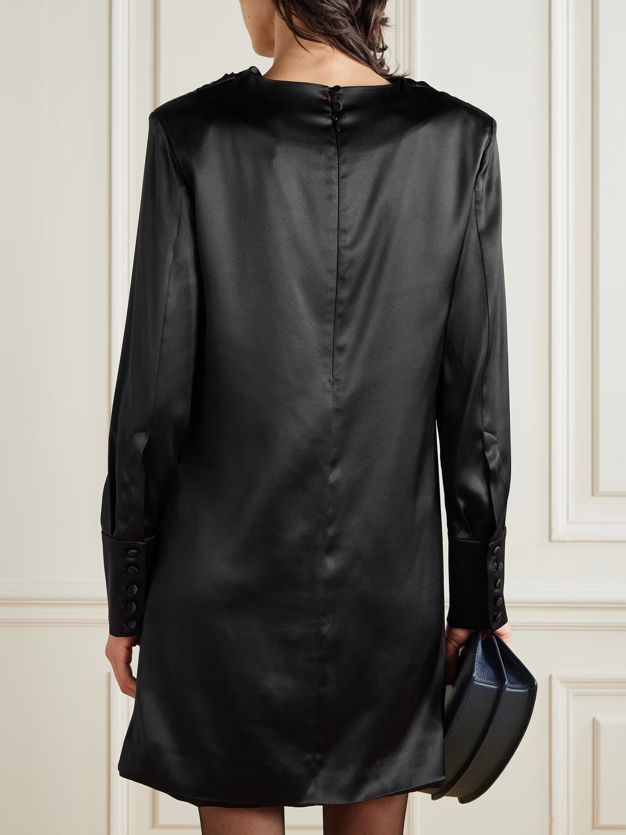 Amal draped silk-blend satin mini dress