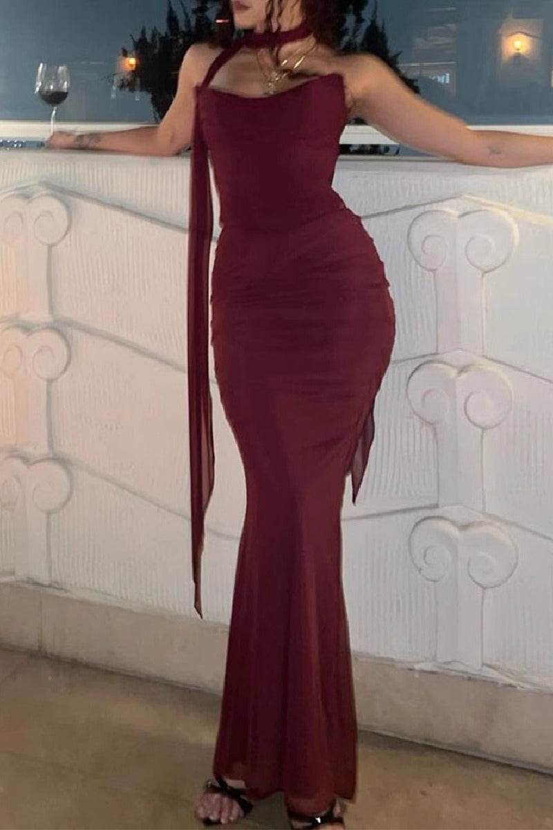 Mermaid Maxi Tulle Semi Formal Wedding guest dresses 842189689837