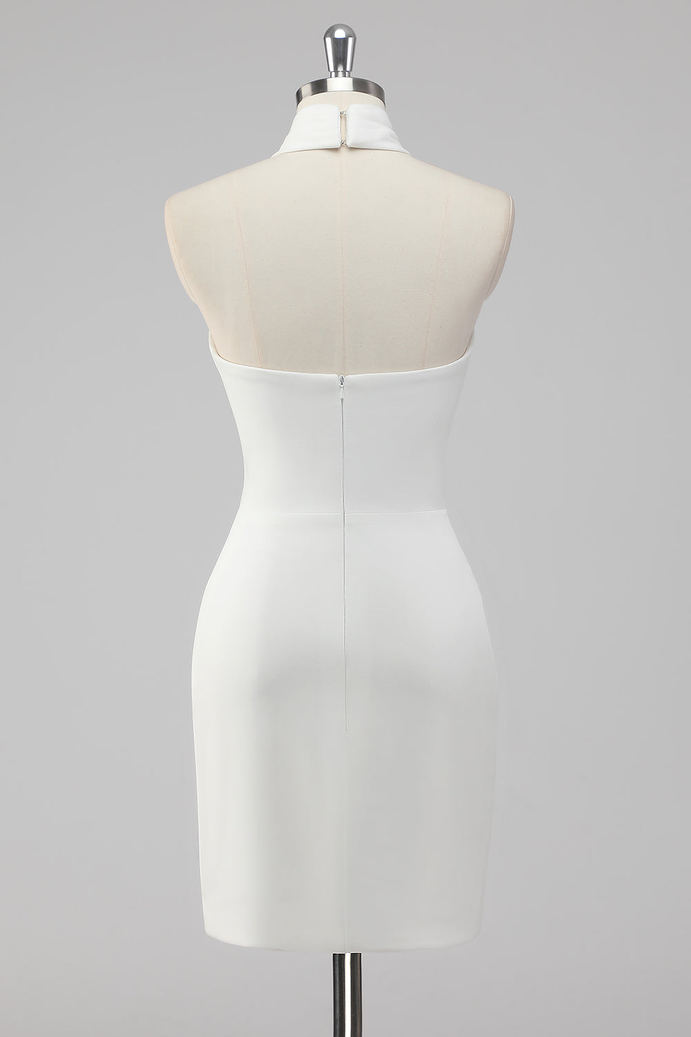 Bodycon Satin Halter Neck Backless Short Little White Dress