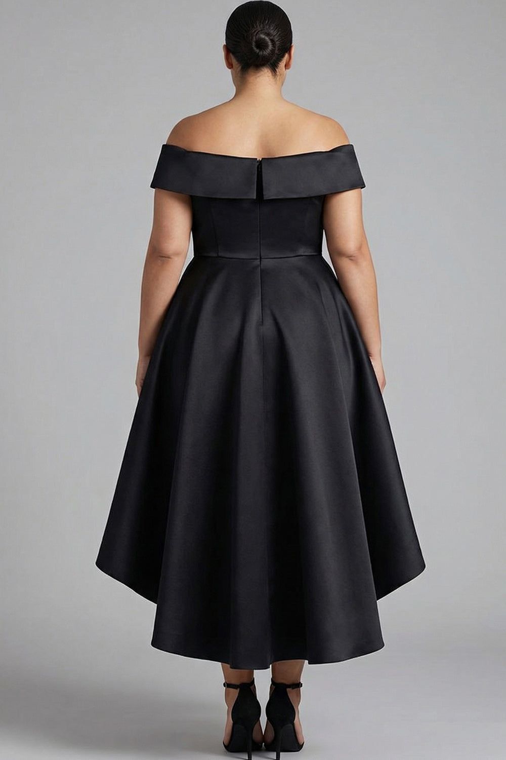 Off the Shoulder Black A Line Knee-Length Formal Dress