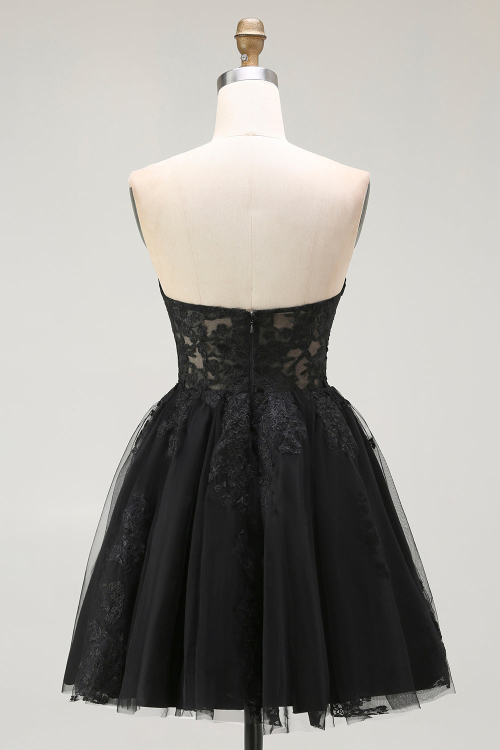 Black Corset Sweetheart Short Lace Homecoming Dress