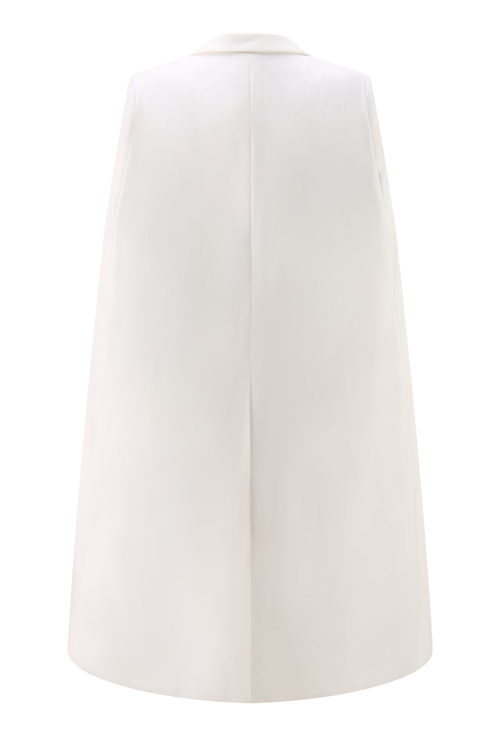 White Peak Lapel Cape Short Satin Work Blazer Dress
