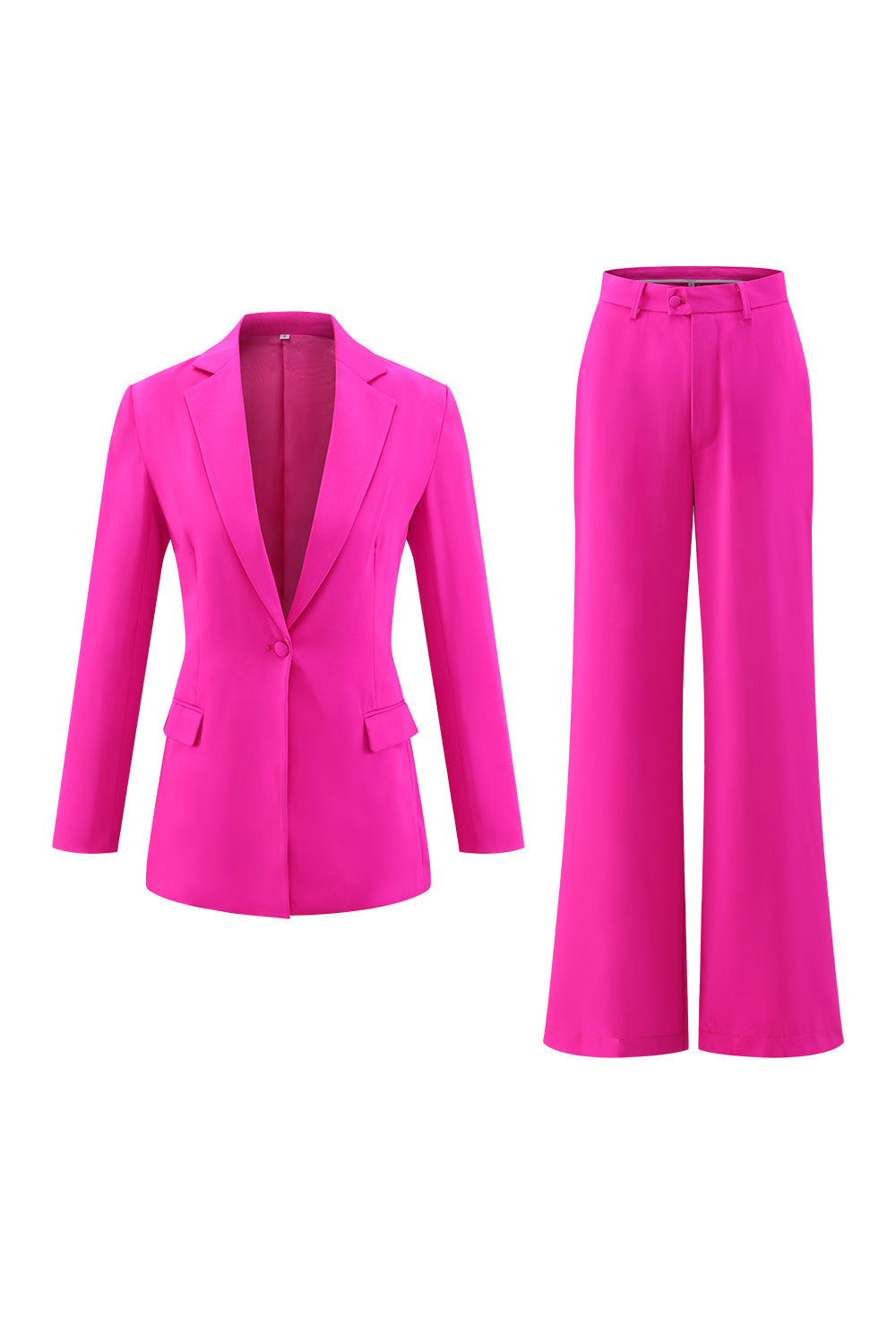 Fuchsia Long Sleeves 2 Piece Business Suits with Pockets
