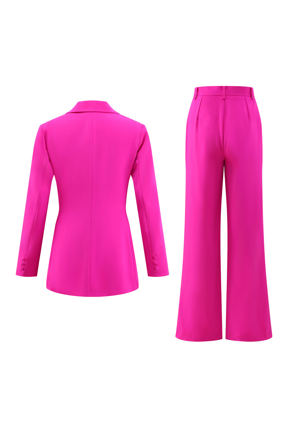 Fuchsia Long Sleeves 2 Piece Business Suits with Pockets