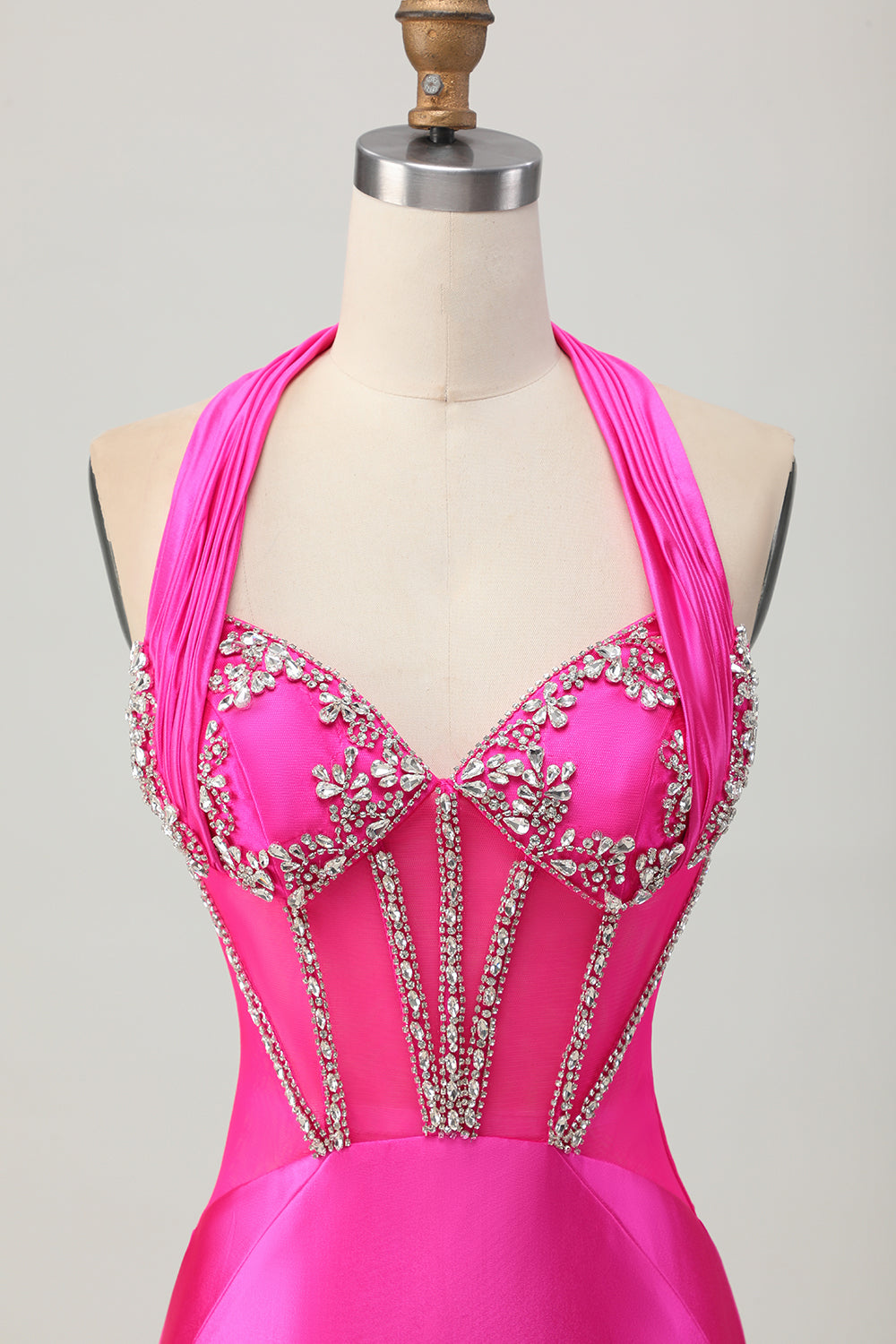 Sparkly Royal Blue Corset Halter Tight Short Homecoming Dress with Rhinestones