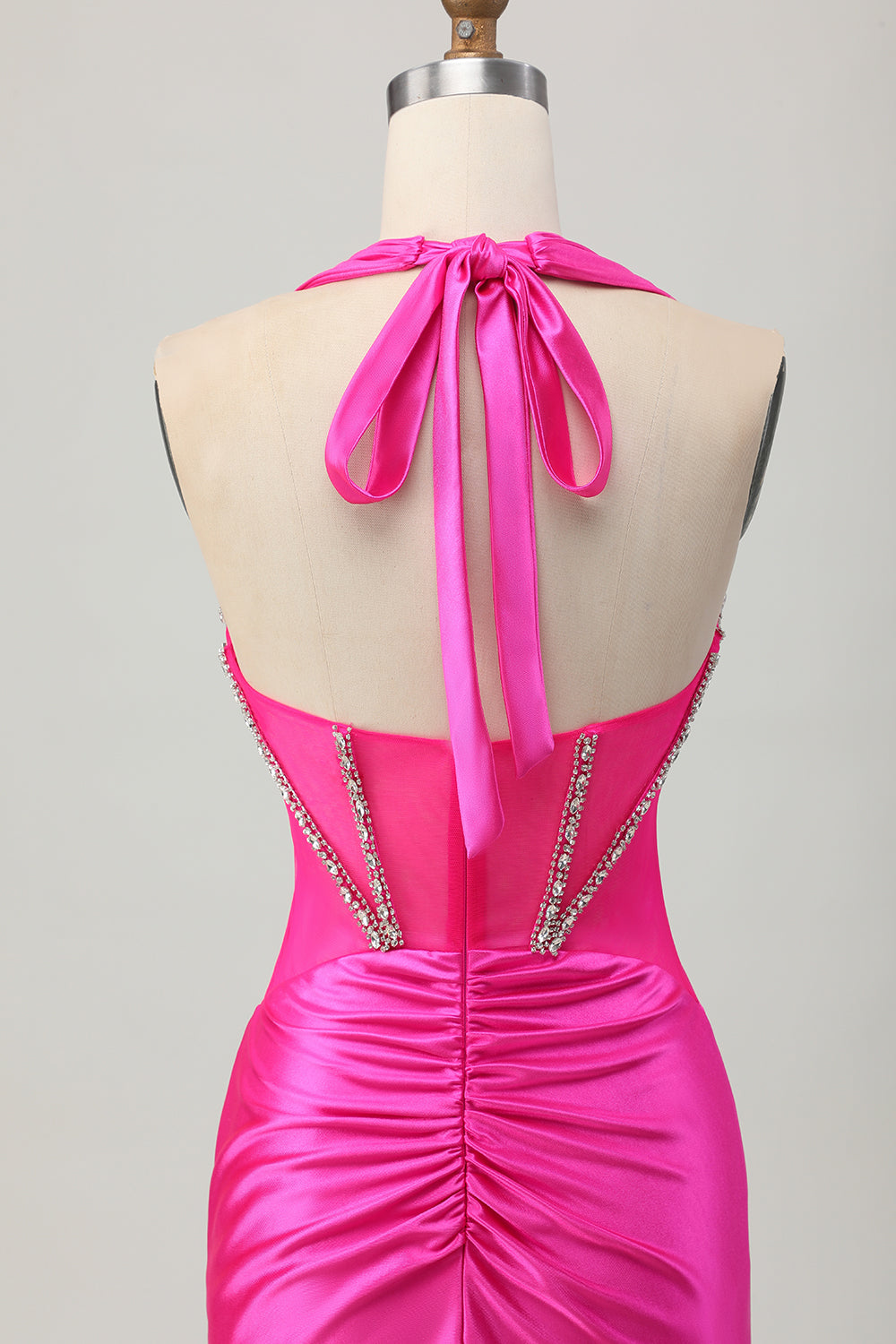 Sparkly Royal Blue Corset Halter Tight Short Homecoming Dress with Rhinestones