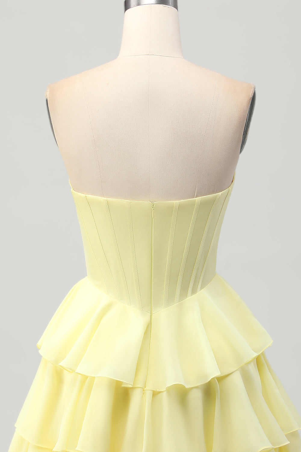 Sparkly Yellow Ruffled Corset Sweetheart Short Homecoming Dress with Beading