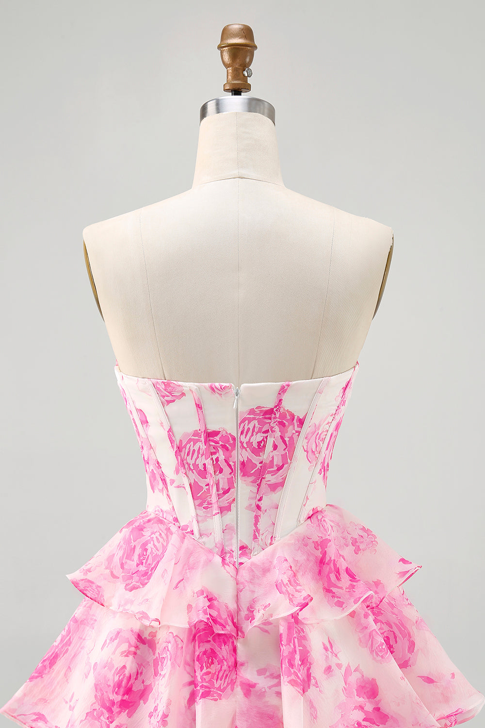 Sparkly White and Blue Floral Corset Short Homecoming Dress with Rhinestones