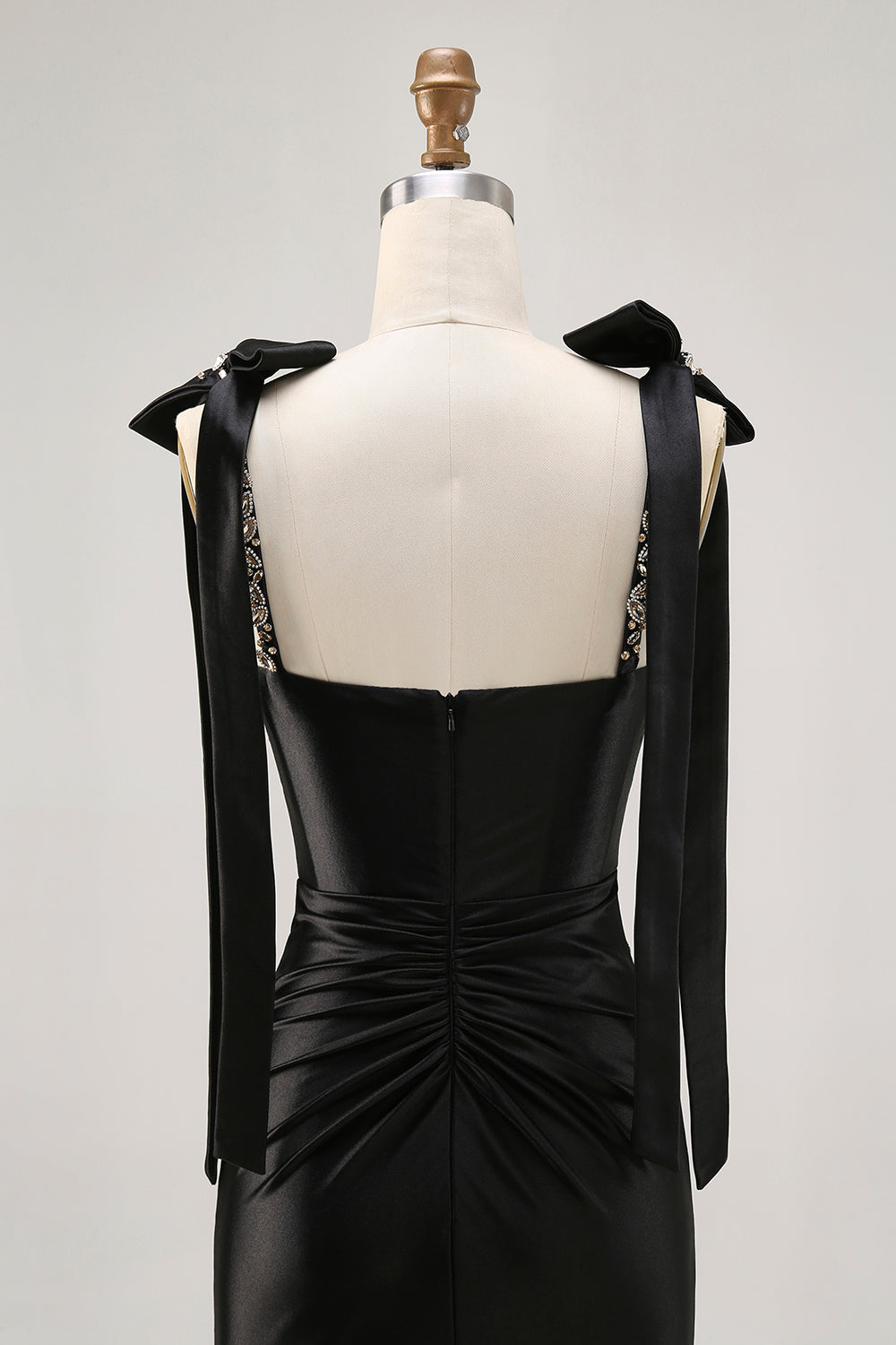 Sparkly Black Satin Tight Short Homecoming Dress with Rhinestones