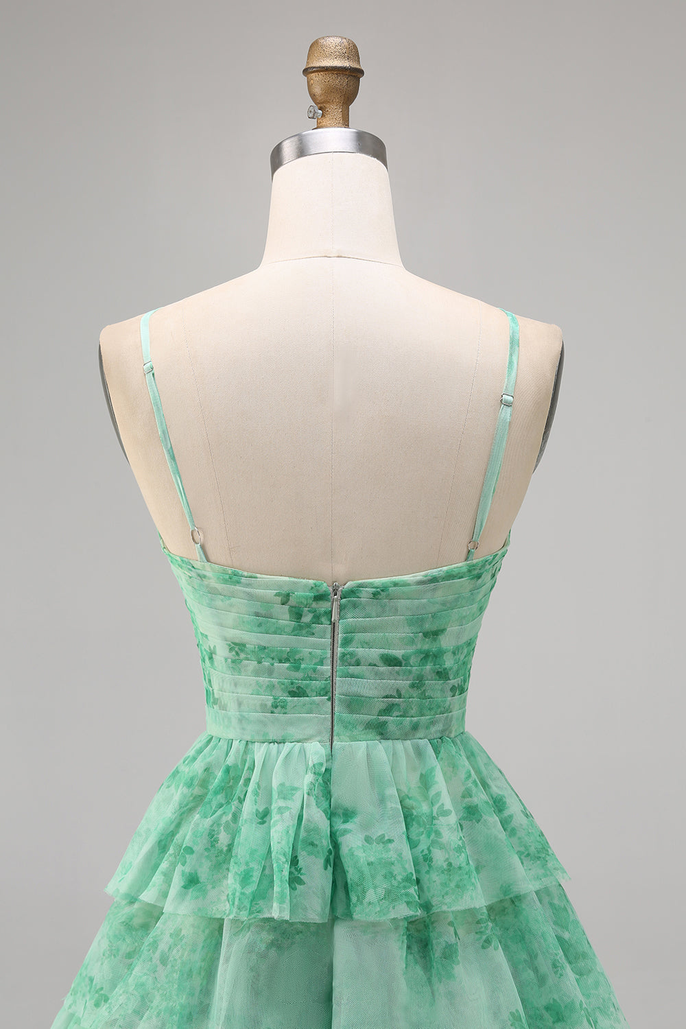 White Blue Flower A Line Short Tiered Homecoming Dress with Ruffles