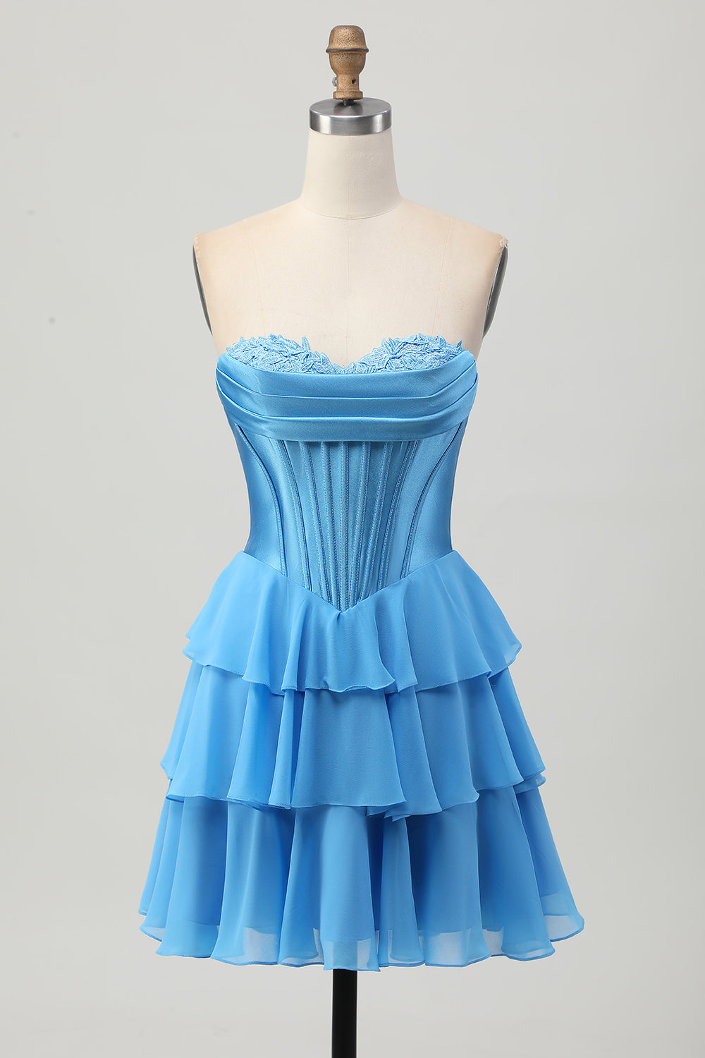 Yellow Ruched Sweetheart Corset Short Homecoming Dress with Appliques