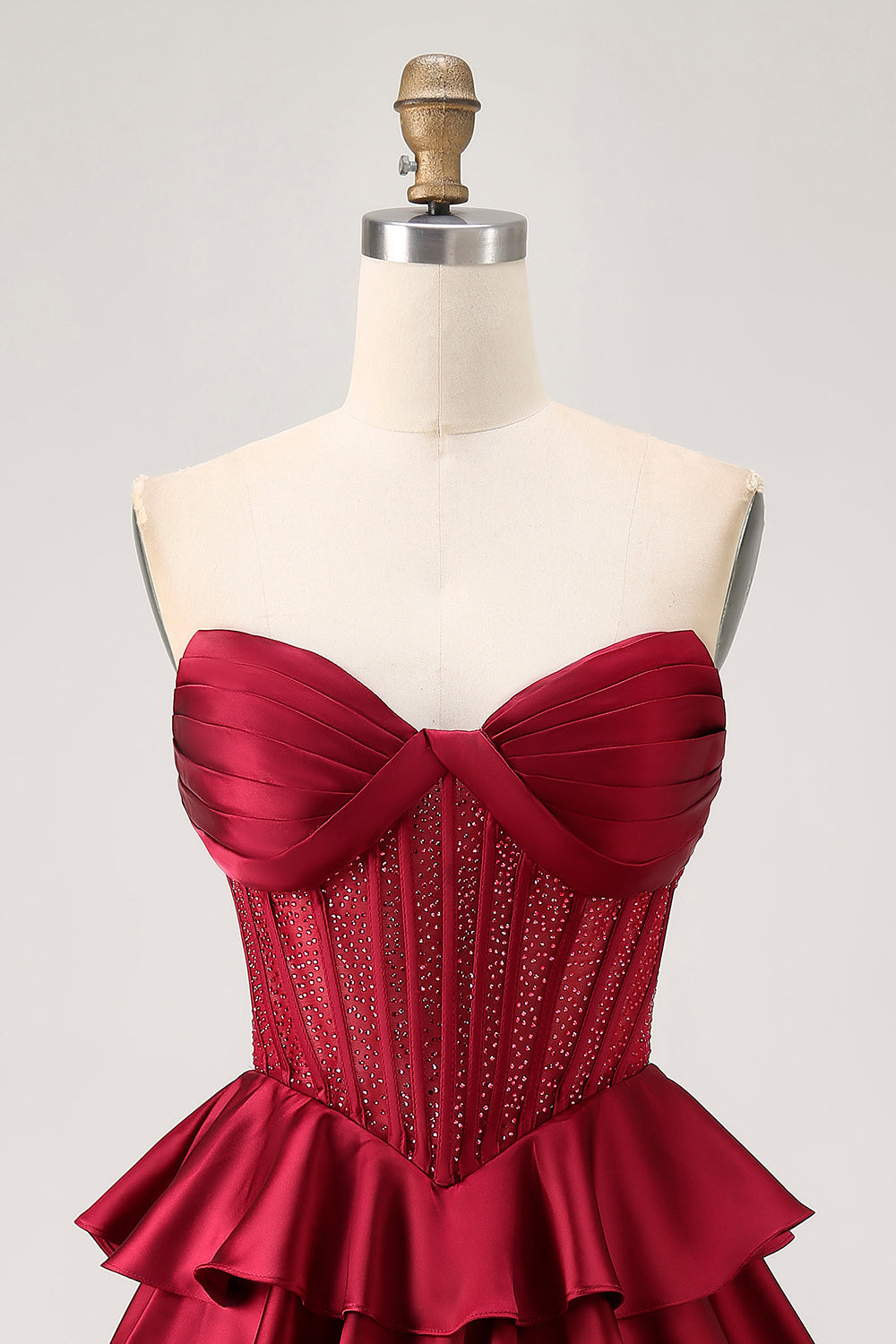 Sparkly Green Corset Ruffles Strapless Short Homecoming Dress with Beading