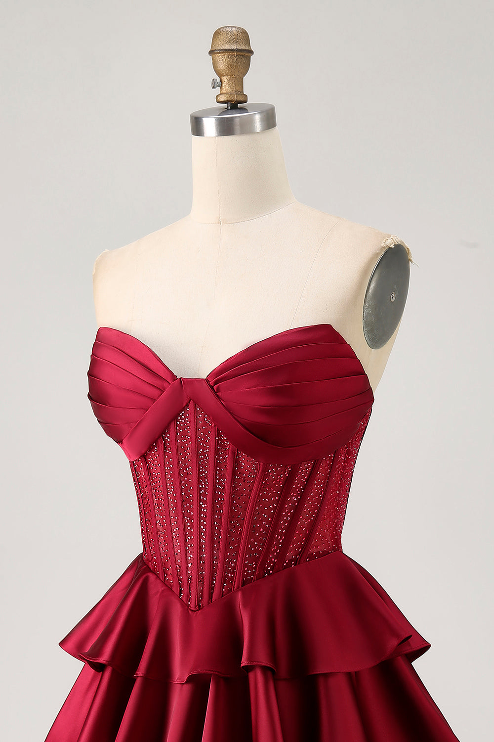 Sparkly Green Corset Ruffles Strapless Short Homecoming Dress with Beading