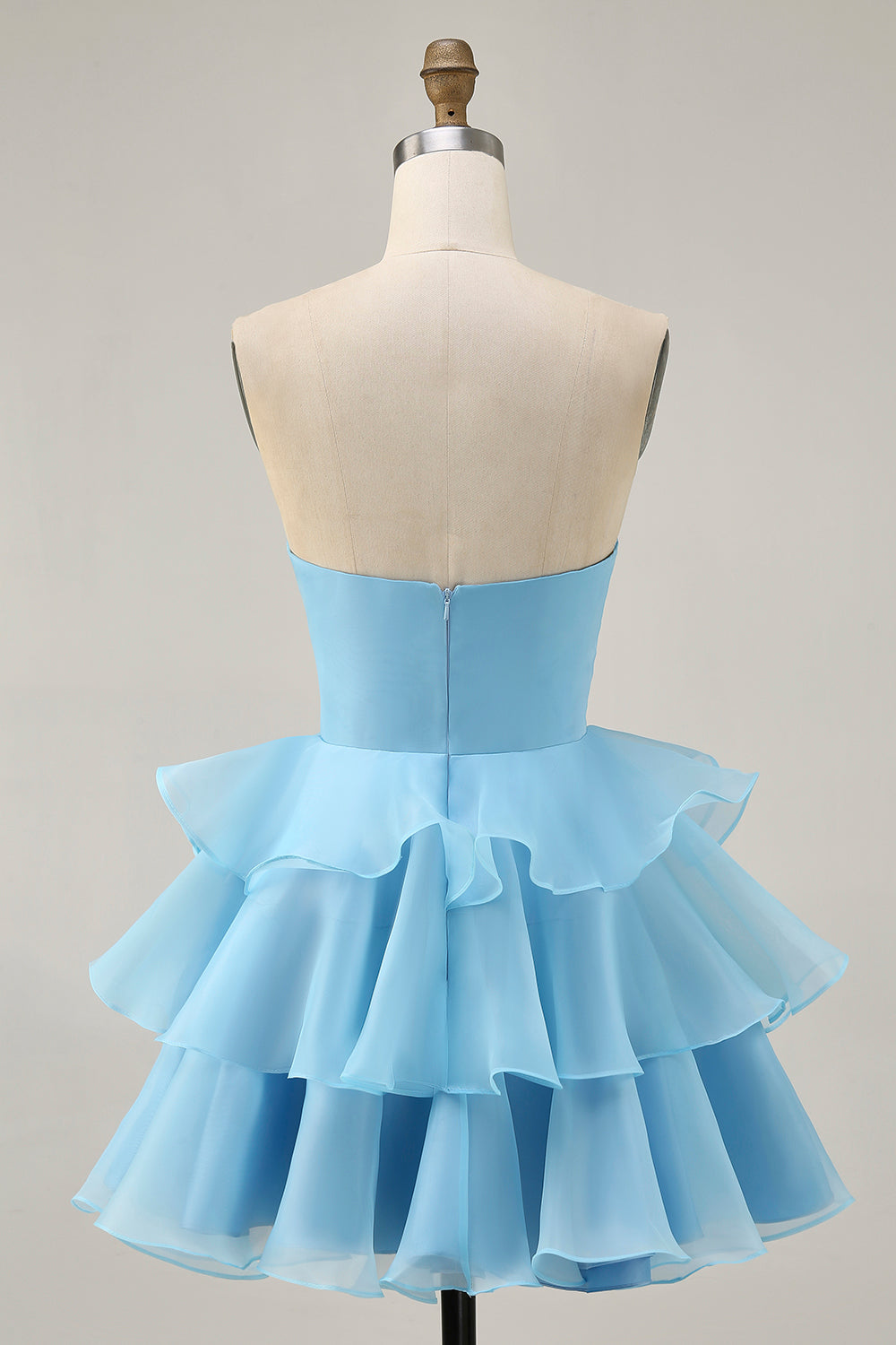 Blush Strapless Floral Ruched Short Homecoming Dress with Ruffles