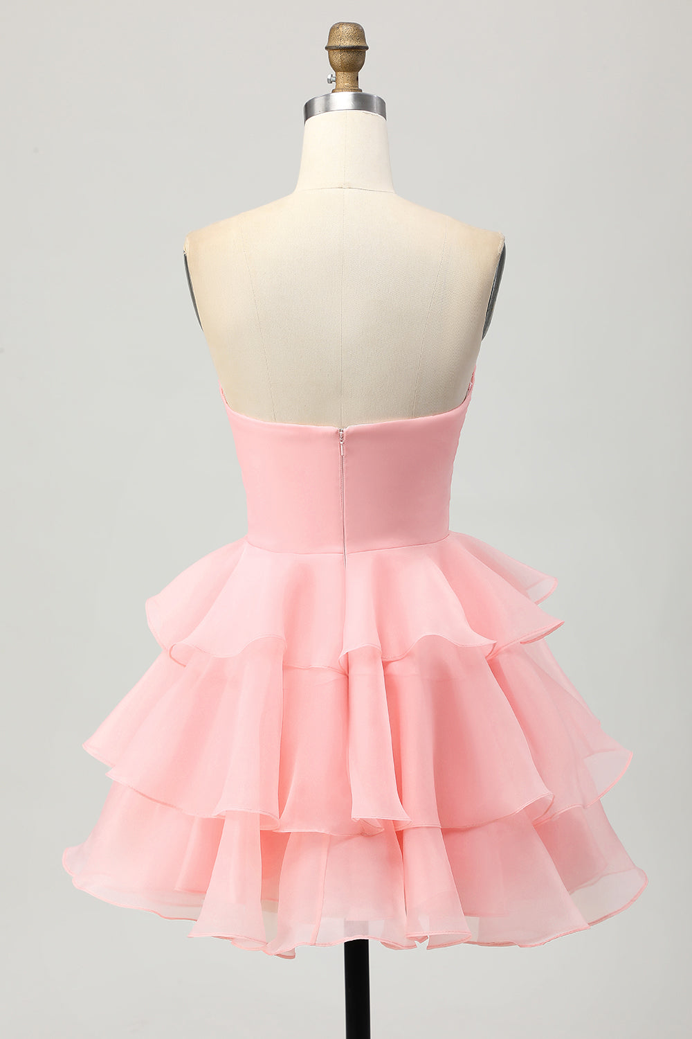 Green Floral Strapless Ruched Short Homecoming Dress with Ruffles