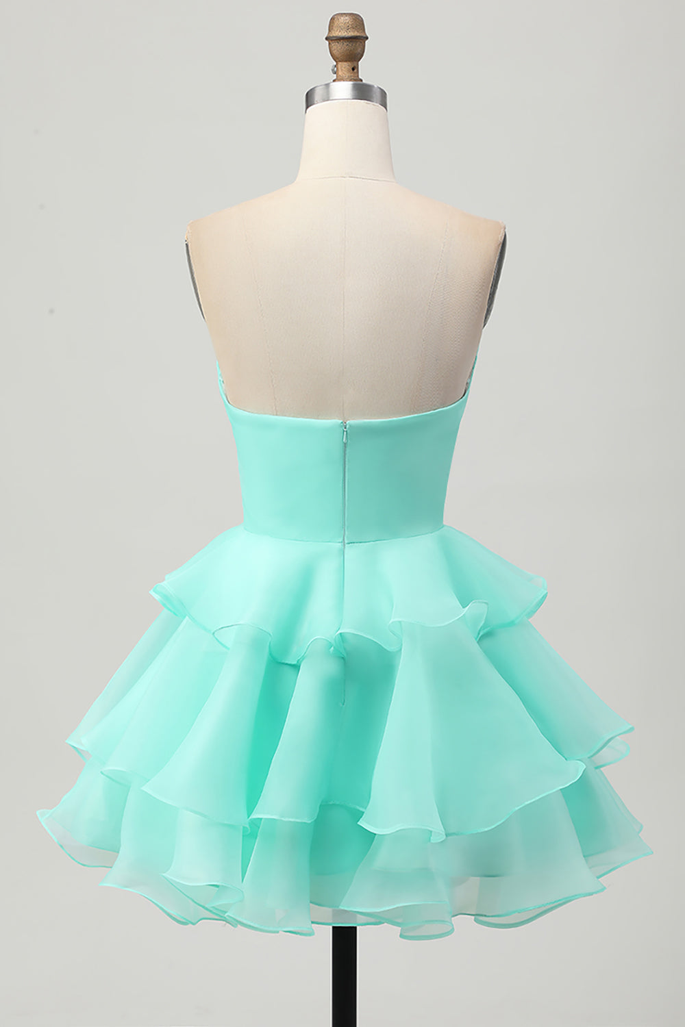 Blush Strapless Floral Ruched Short Homecoming Dress with Ruffles