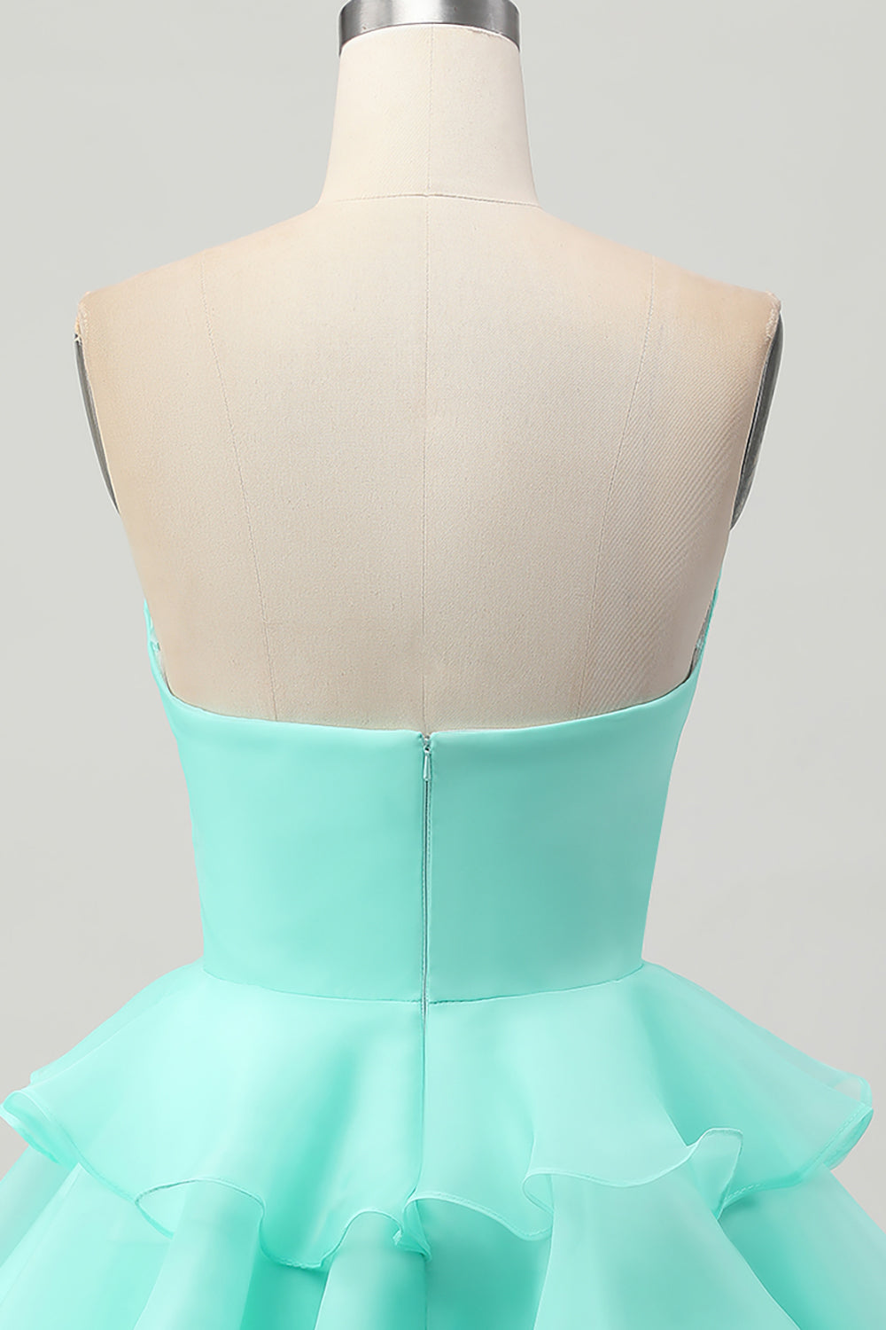 Green Floral Strapless Ruched Short Homecoming Dress with Ruffles