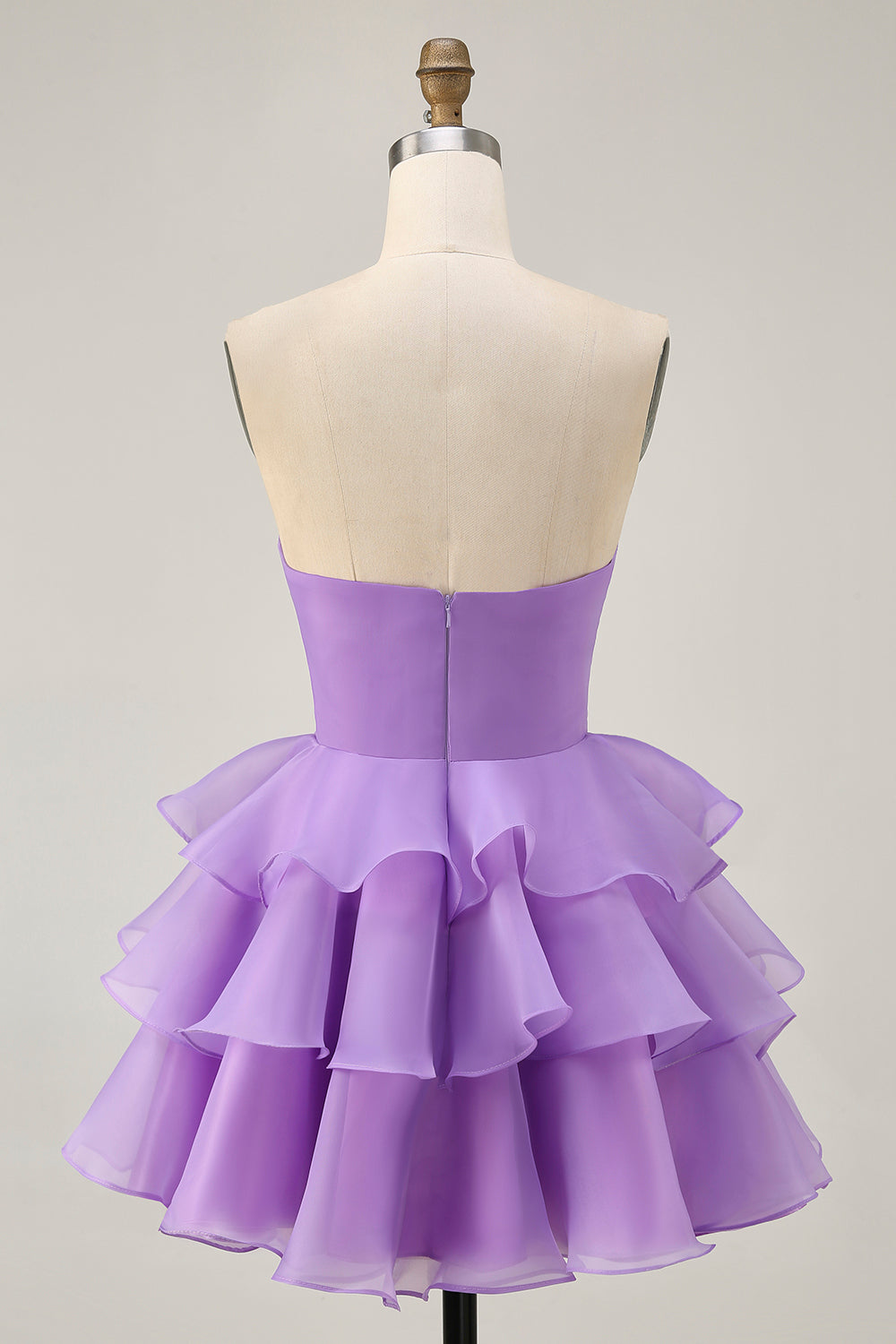 Blush Strapless Floral Ruched Short Homecoming Dress with Ruffles