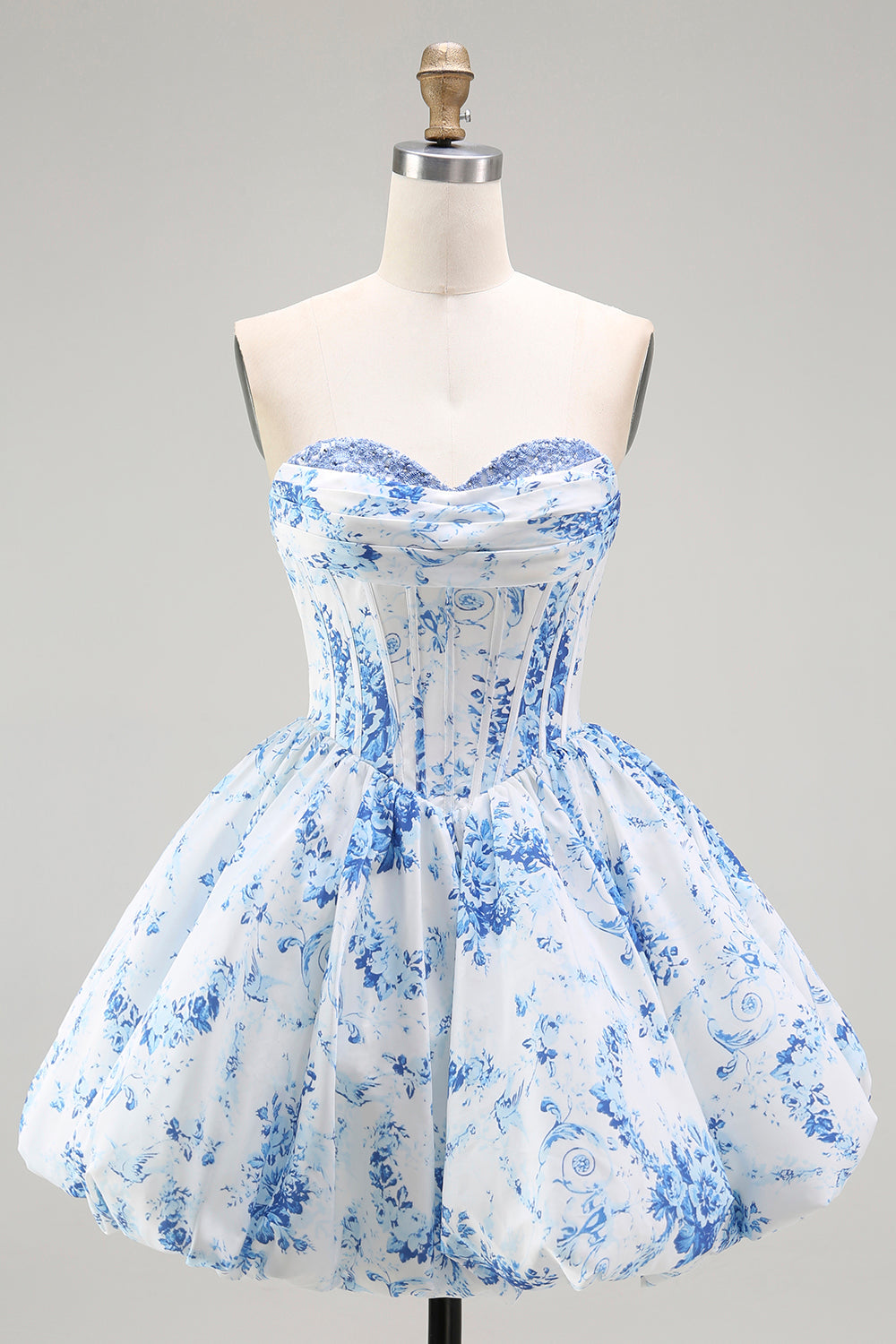 Pink Sweetheart Floral Corset Short Homecoming Dress