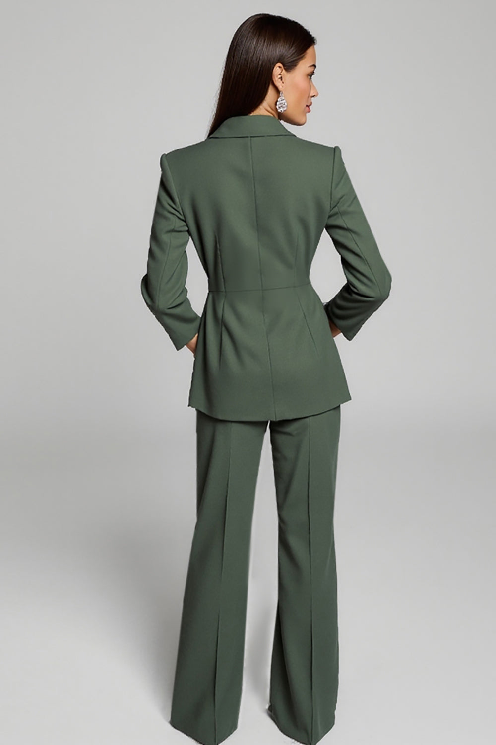 Dark Green 2 Piece Peak Lapel Business Suits with Sash