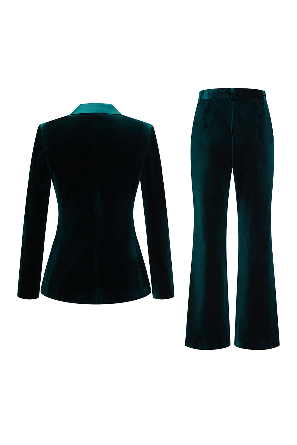 Dark Green Velvet Double Breasted 2 Piece Women Prom Suits with Sleeves