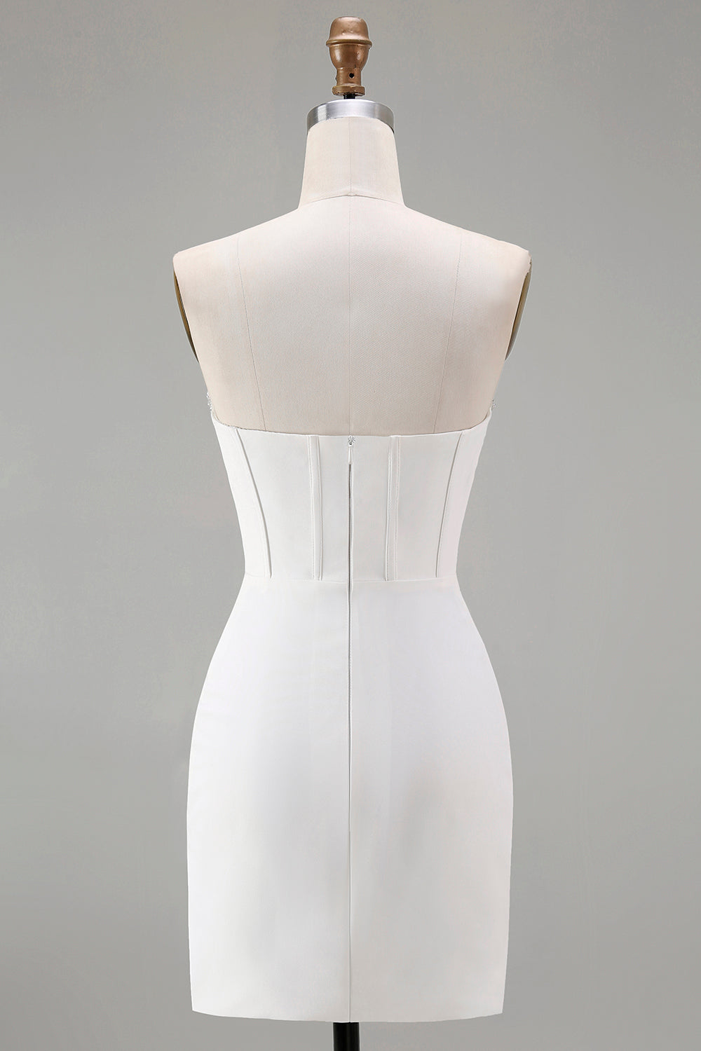 White Sweetheart Bodycon Short Homecoming Dress with Beading