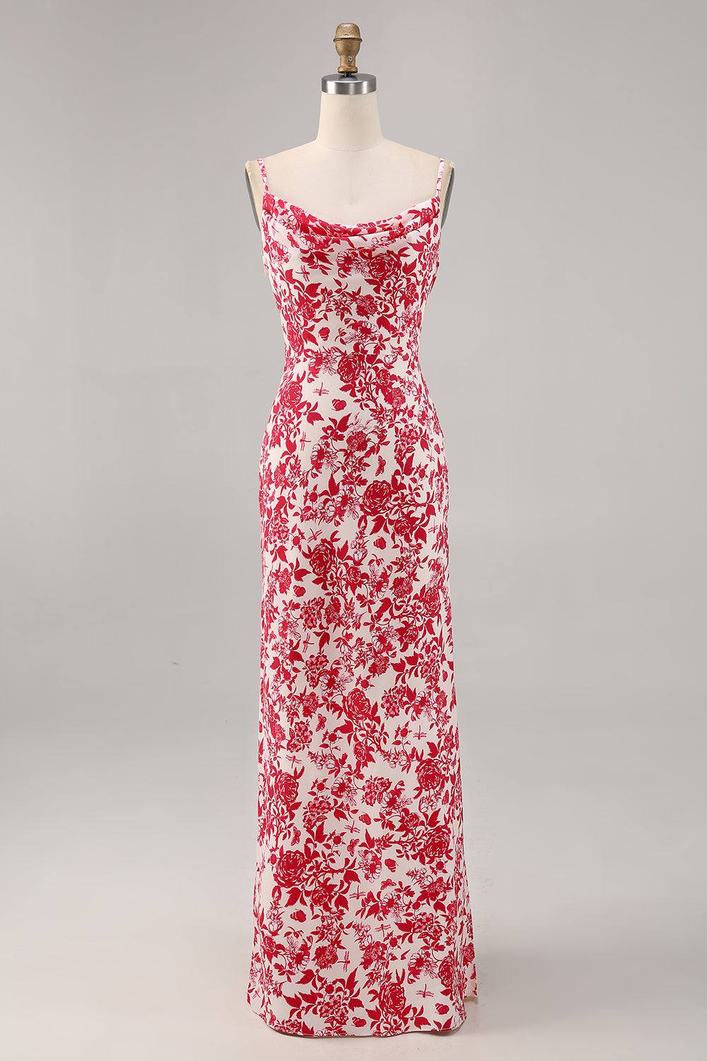 Blue Floral Mermaid Long Wedding Guest Dress