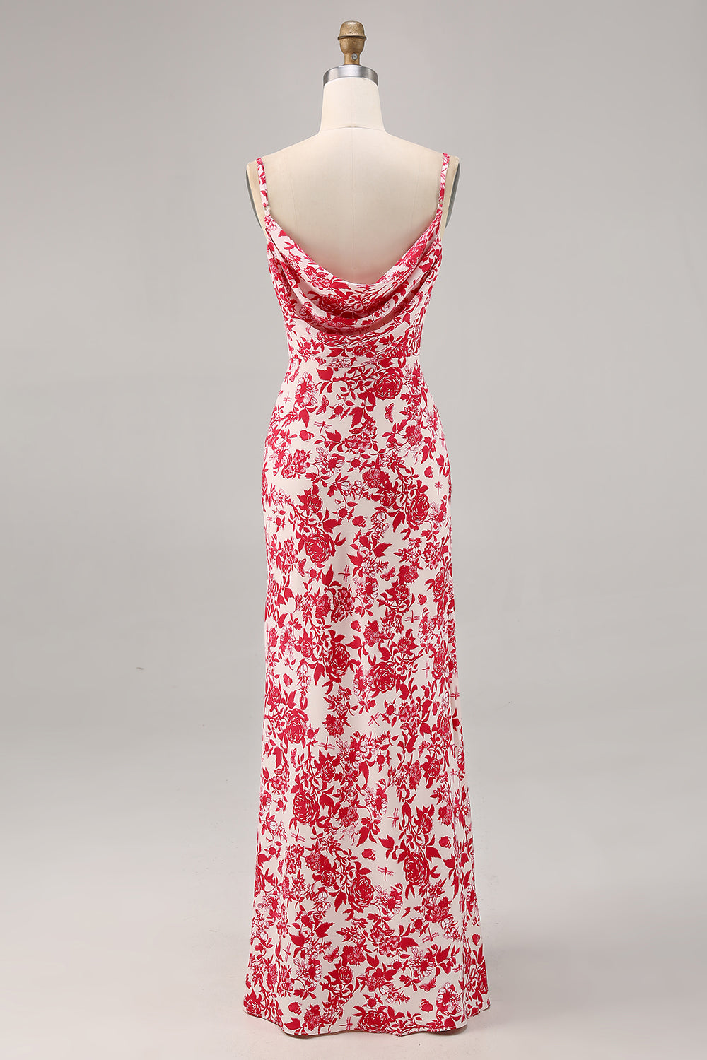Blue Floral Mermaid Long Wedding Guest Dress