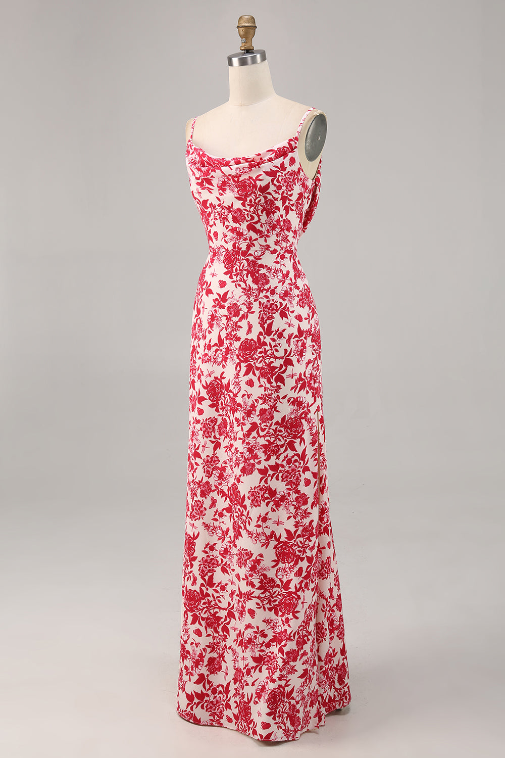 Red Mermaid Floral Long Wedding Guest Dress