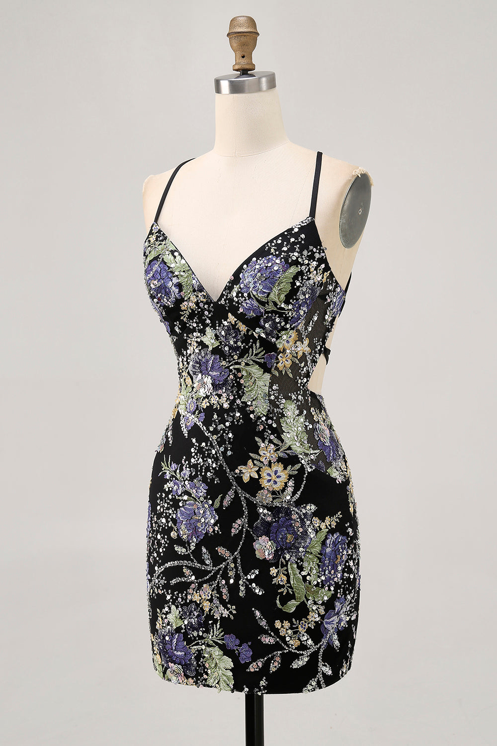 Sparkly Peacock Floral Tight Beaded Short Homecoming Dress with Sequin