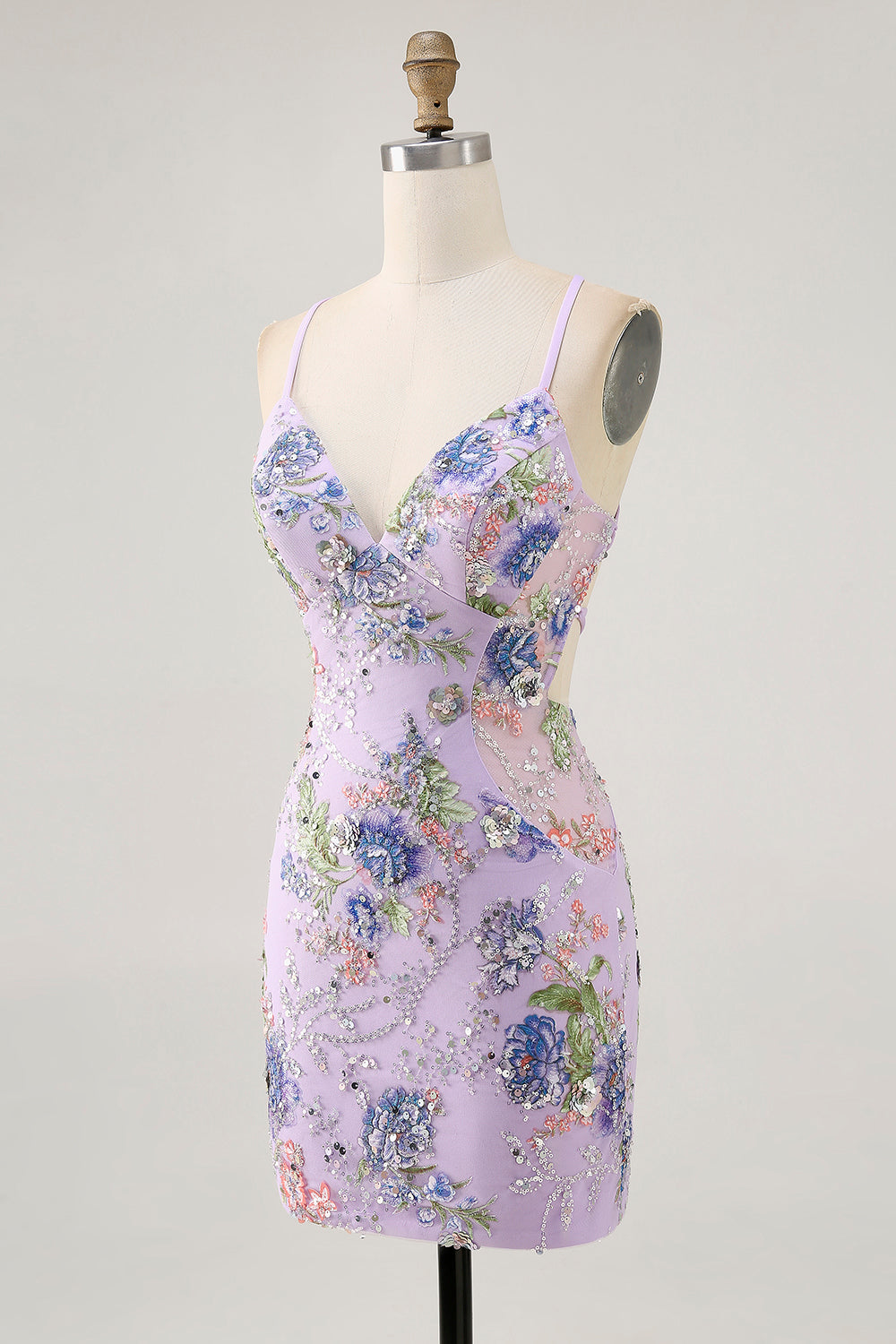 Sparkly Peacock Floral Tight Beaded Short Homecoming Dress with Sequin