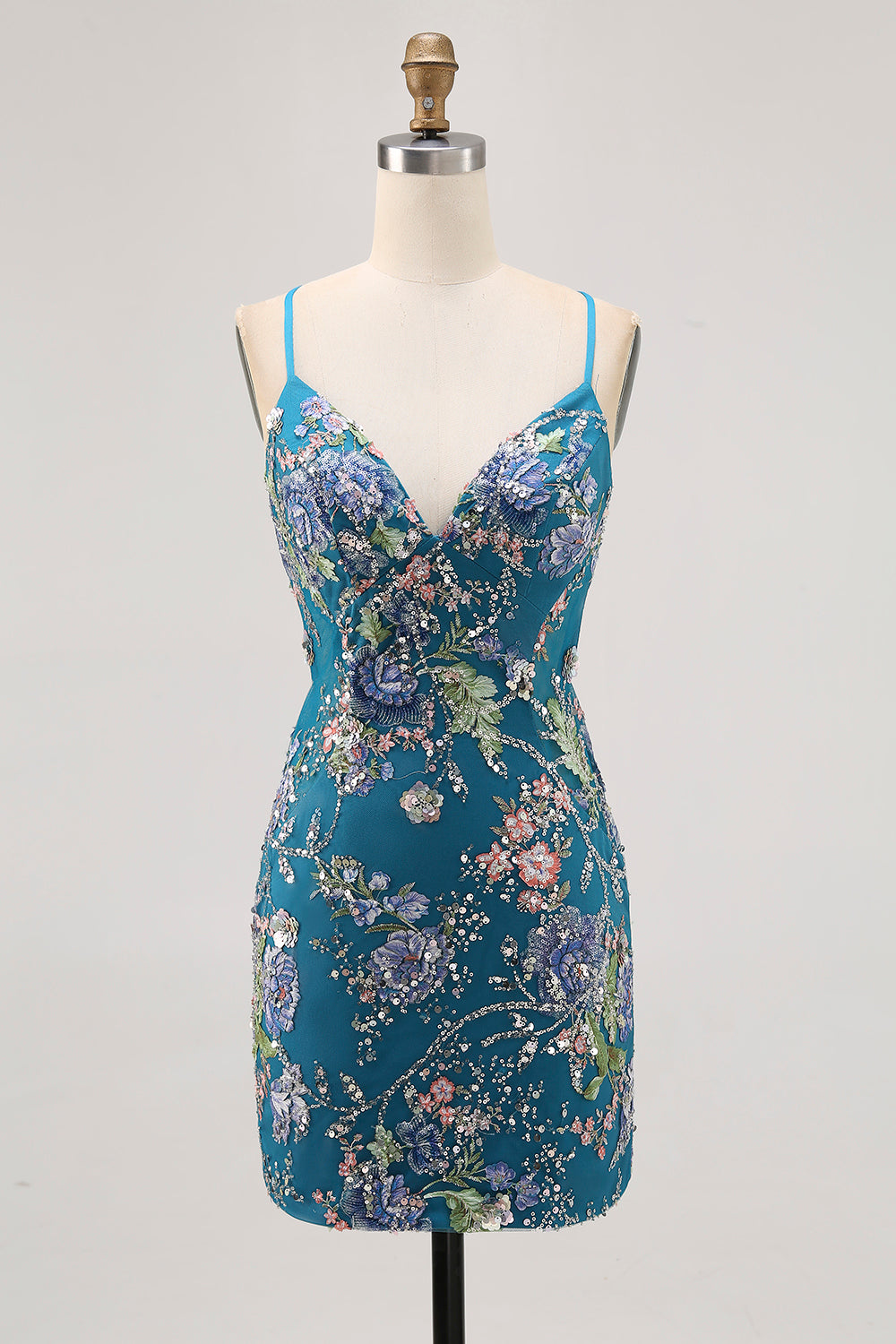 Sparkly Peacock Floral Tight Beaded Short Homecoming Dress with Sequin
