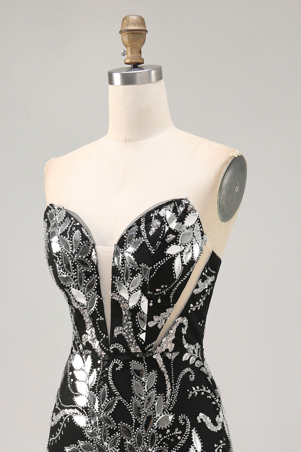 Sparkly Black Strapless Tight Short Mirror Homecoming Dress