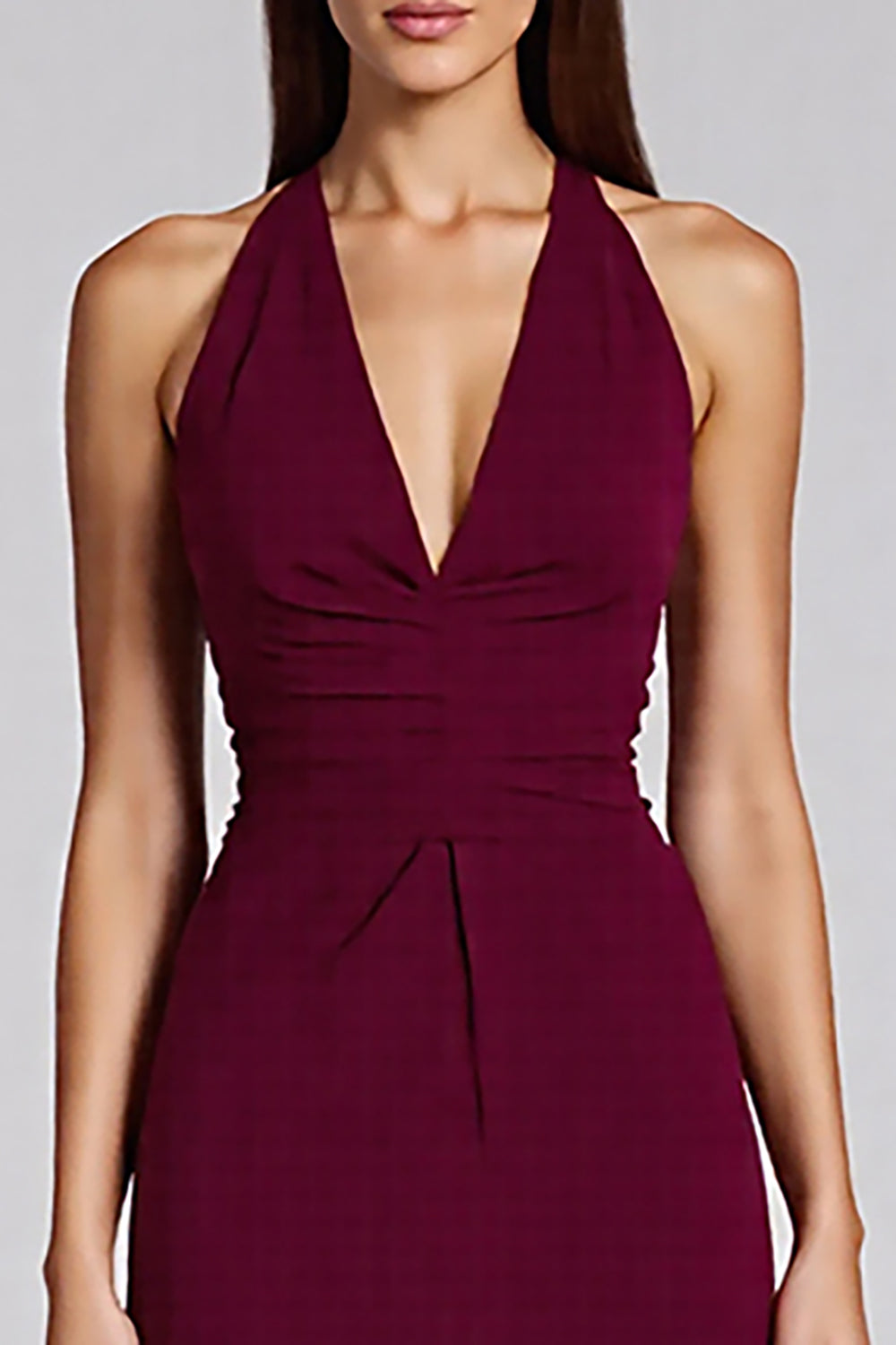 Black Satin Bodycon Halter Backless Midi Cocktail Dress