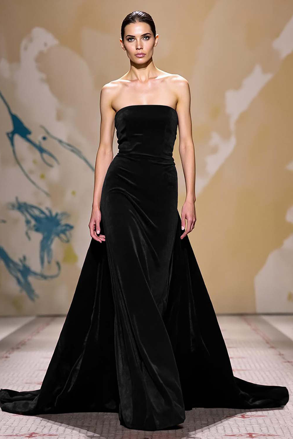 Dark Red Velvet Sheath Strapless Long Holiday Party Dress with Cape