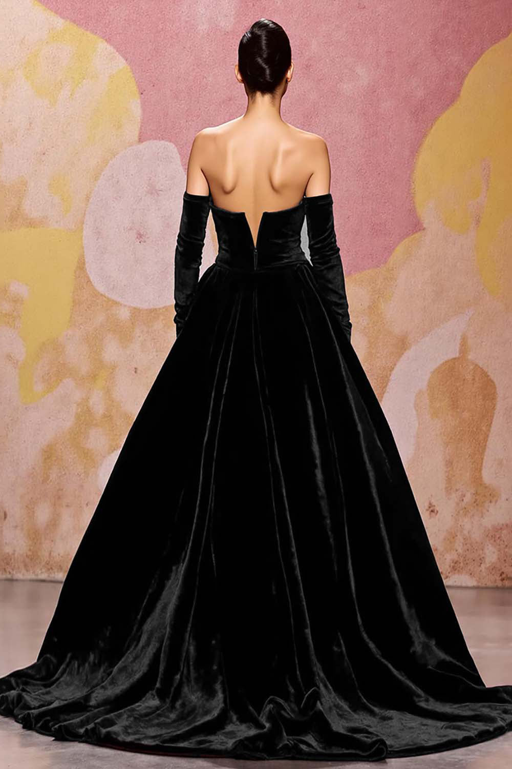 Plus Size Dark Red Velvet A Line Long Off the Shoulder Evening Dress