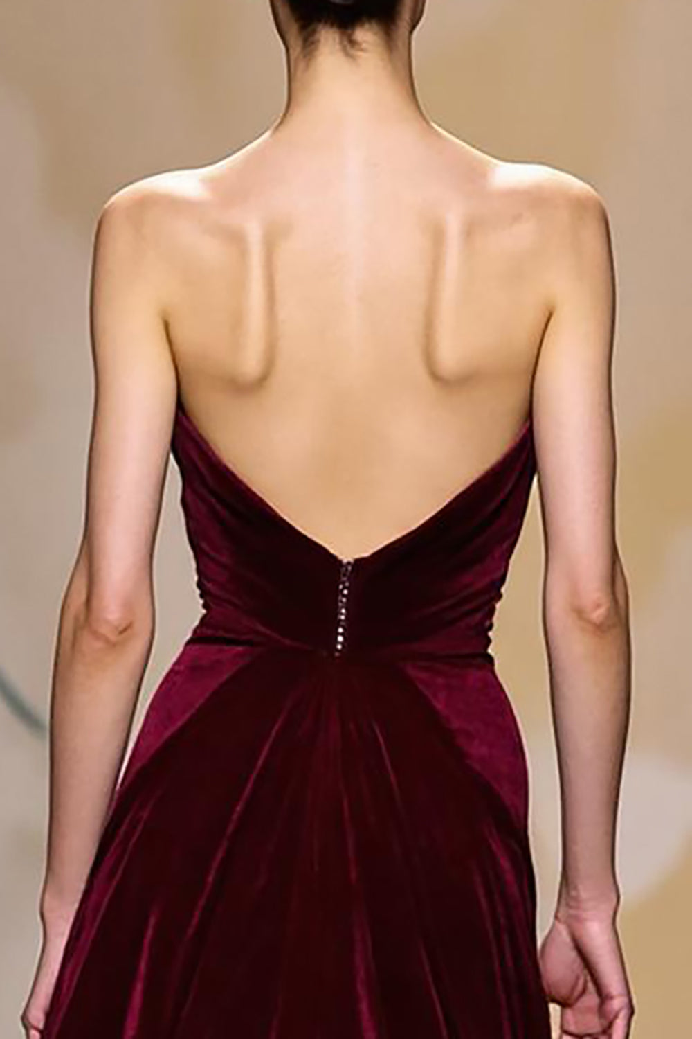 Dark Red Velvet Sheath Strapless Long Holiday Party Dress with Cape