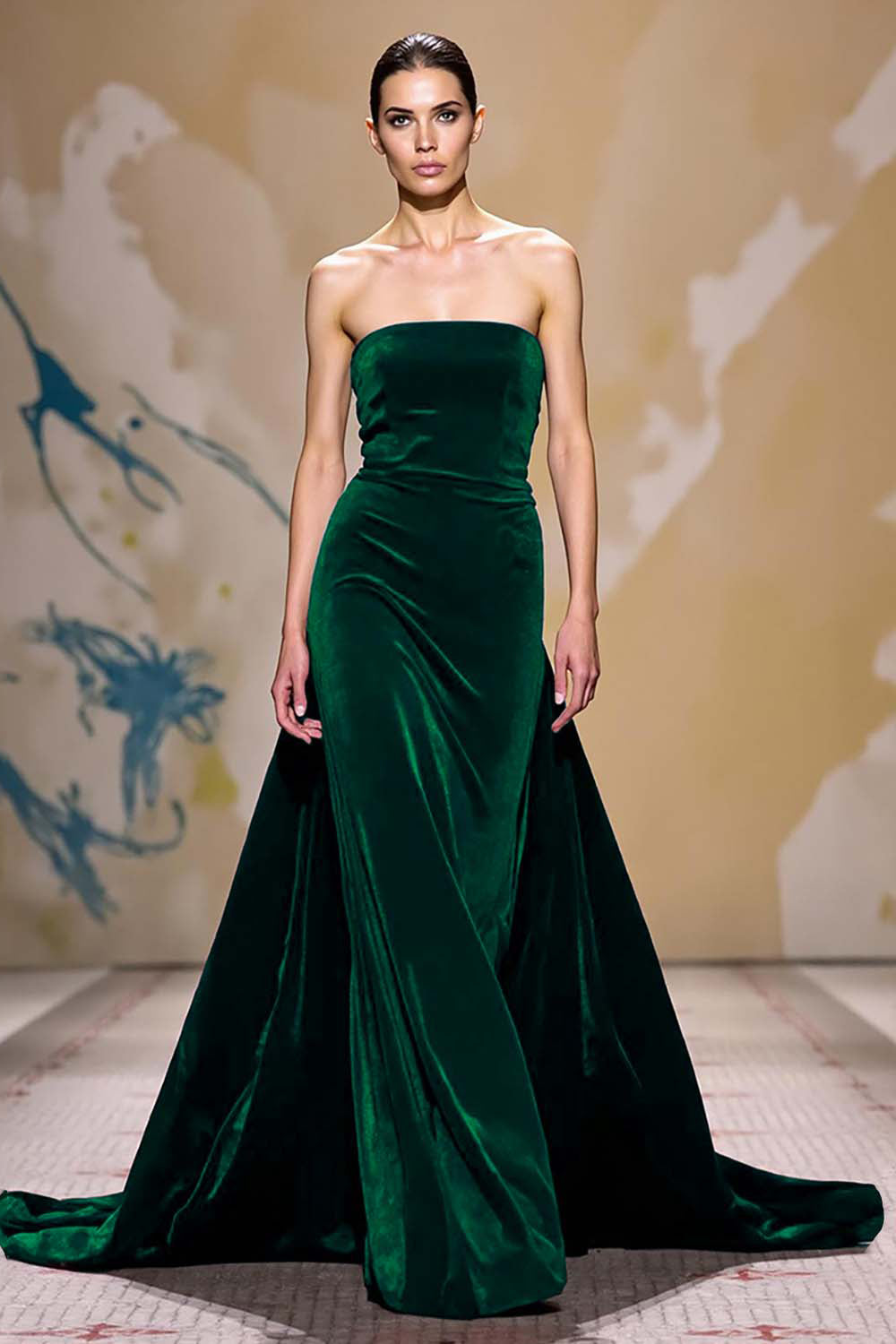 Dark Red Velvet Sheath Strapless Long Holiday Party Dress with Cape