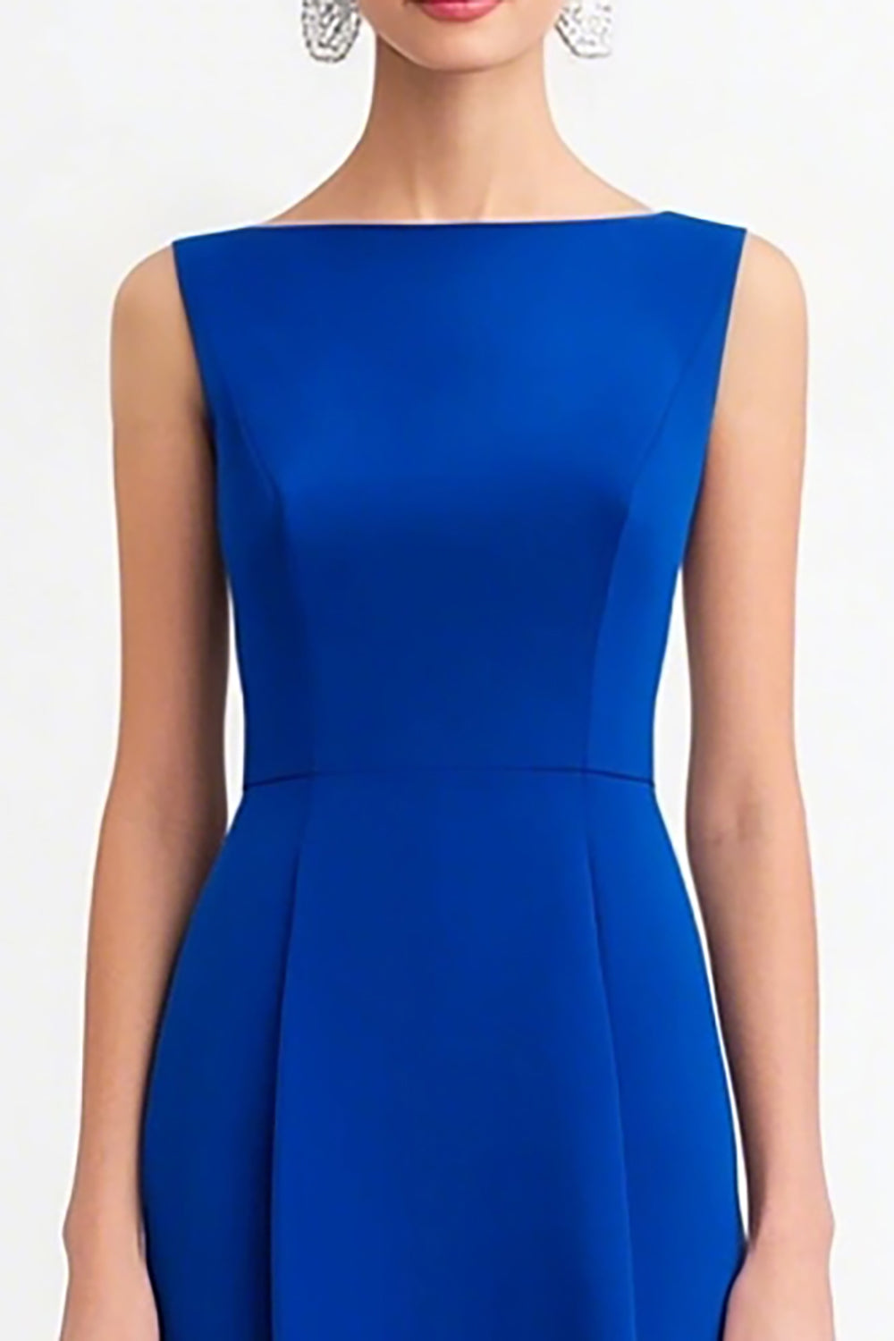 Royal Blue Chiffon A Line Bateau Neck Long Evening Dress