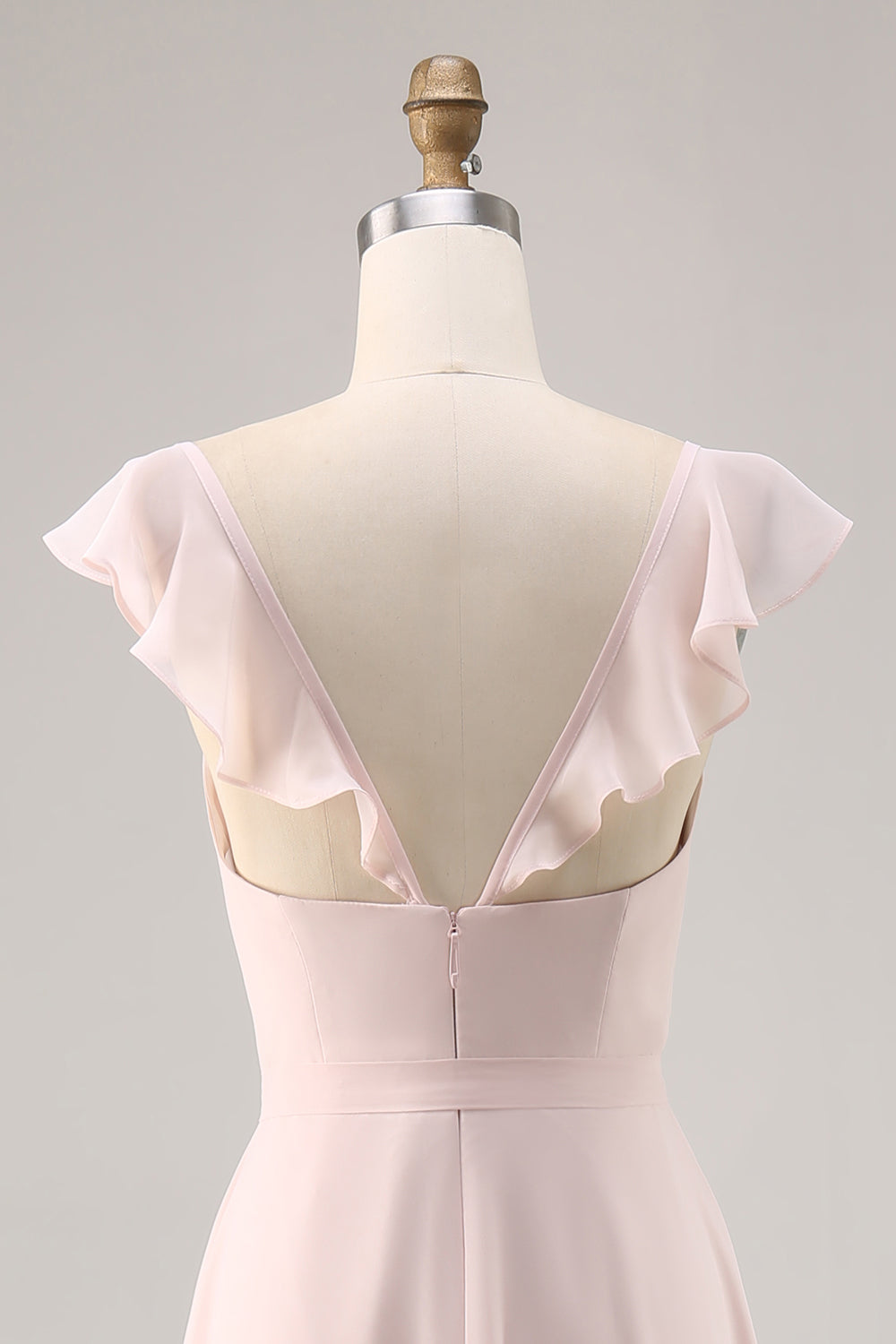 Candy Pink Chiffon Ruched Long Bridesmaid Dress with Slit