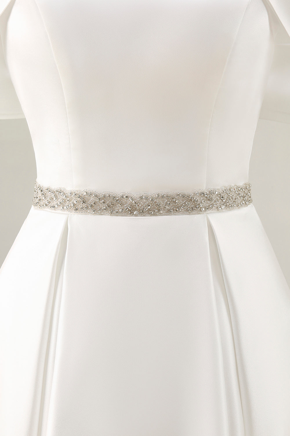 Ivory Off the Shoulder High-Low Engagement Dress with Rhinestones