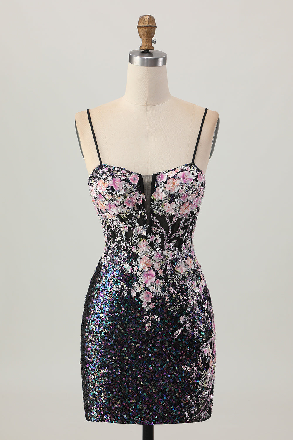 Sparkly White Floral Sequins Tight Short Corset Homecoming Dress