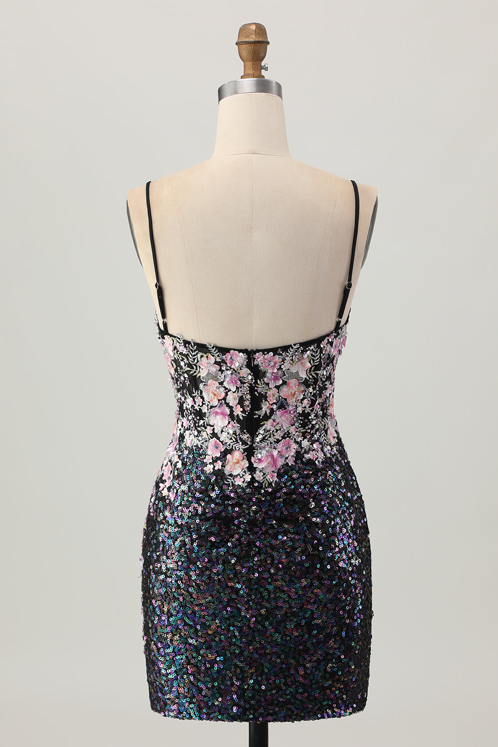 Sparkly White Floral Sequins Tight Short Corset Homecoming Dress
