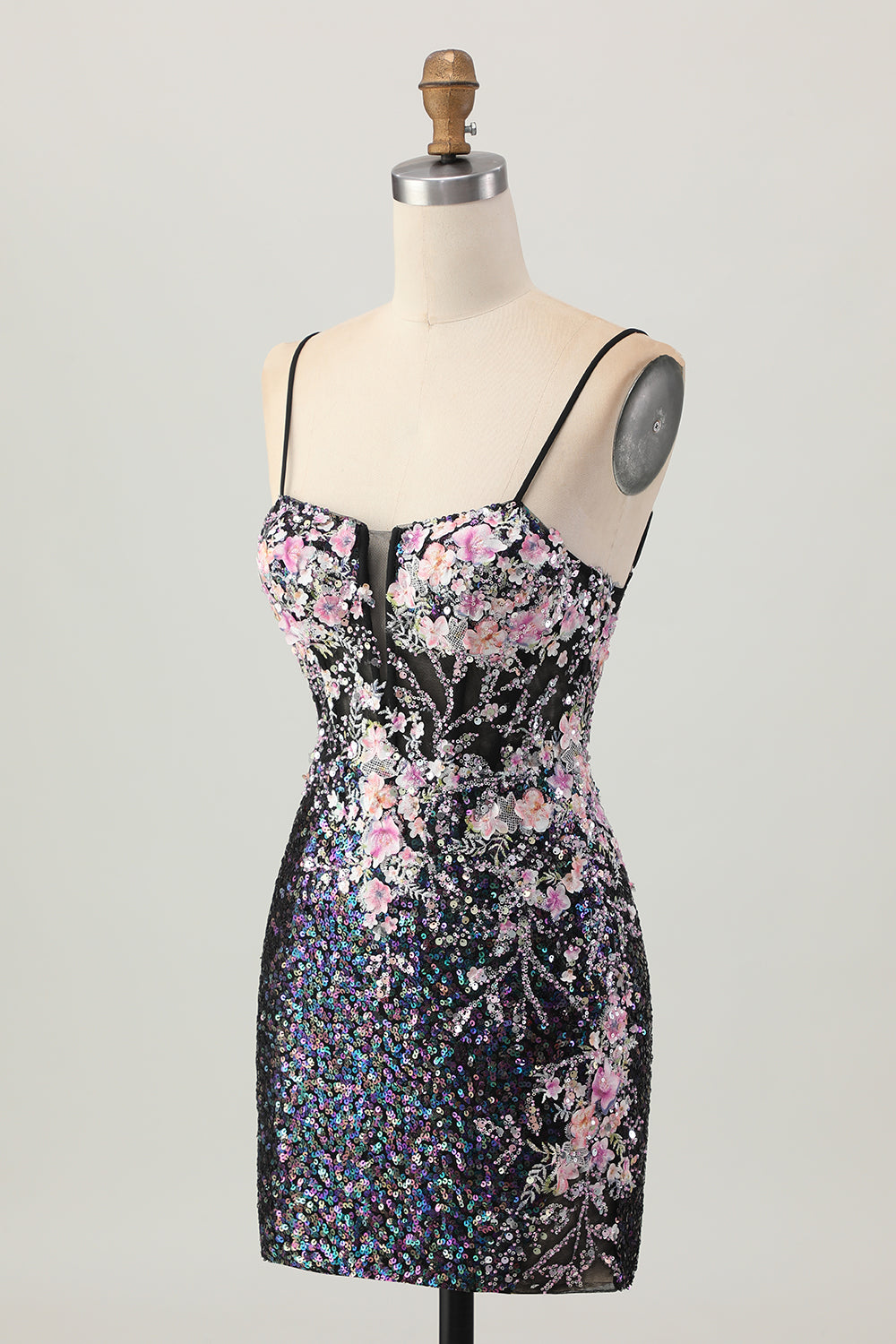 Sparkly White Floral Sequins Tight Short Corset Homecoming Dress