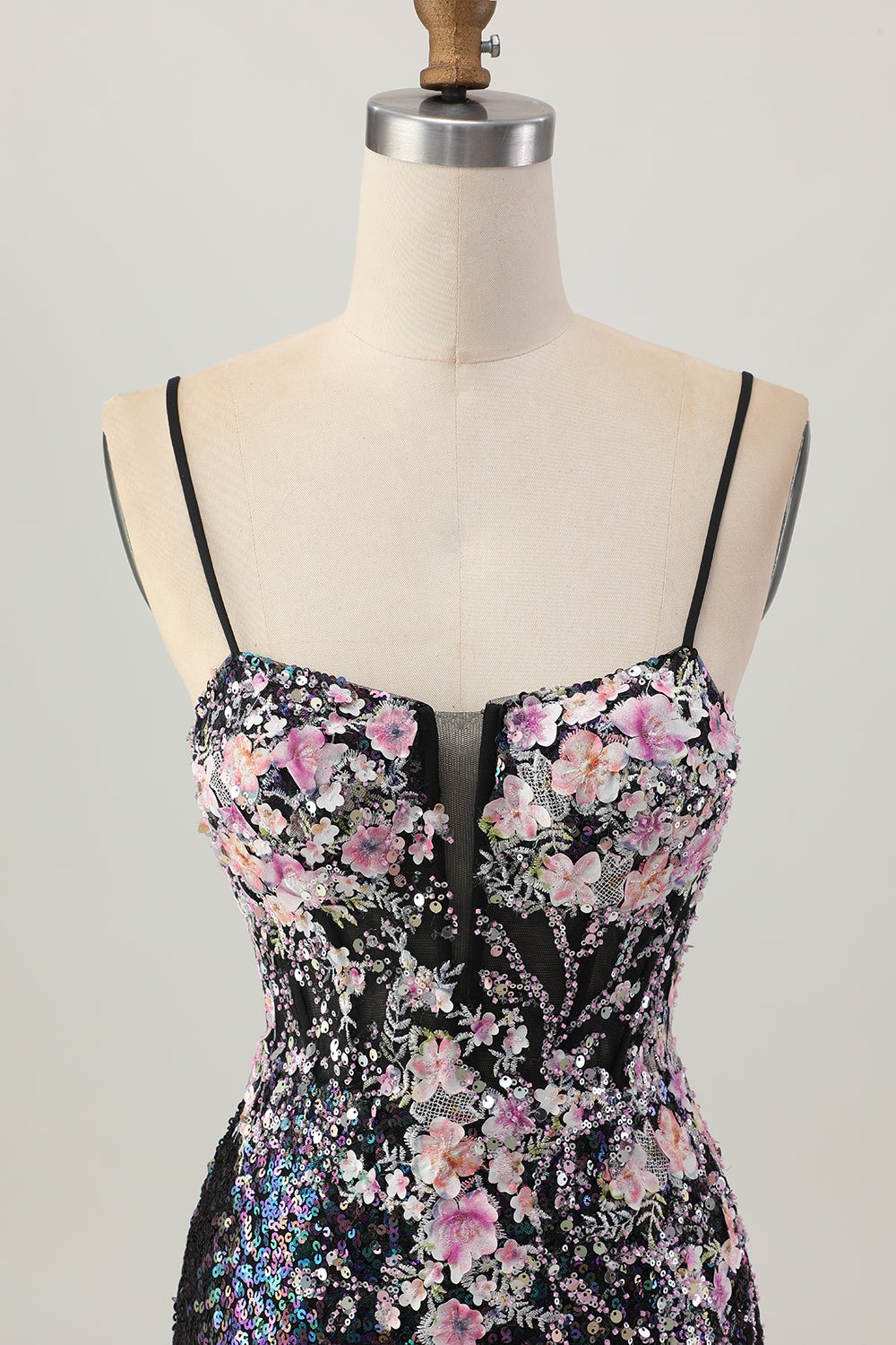 Sparkly White Floral Sequins Tight Short Corset Homecoming Dress