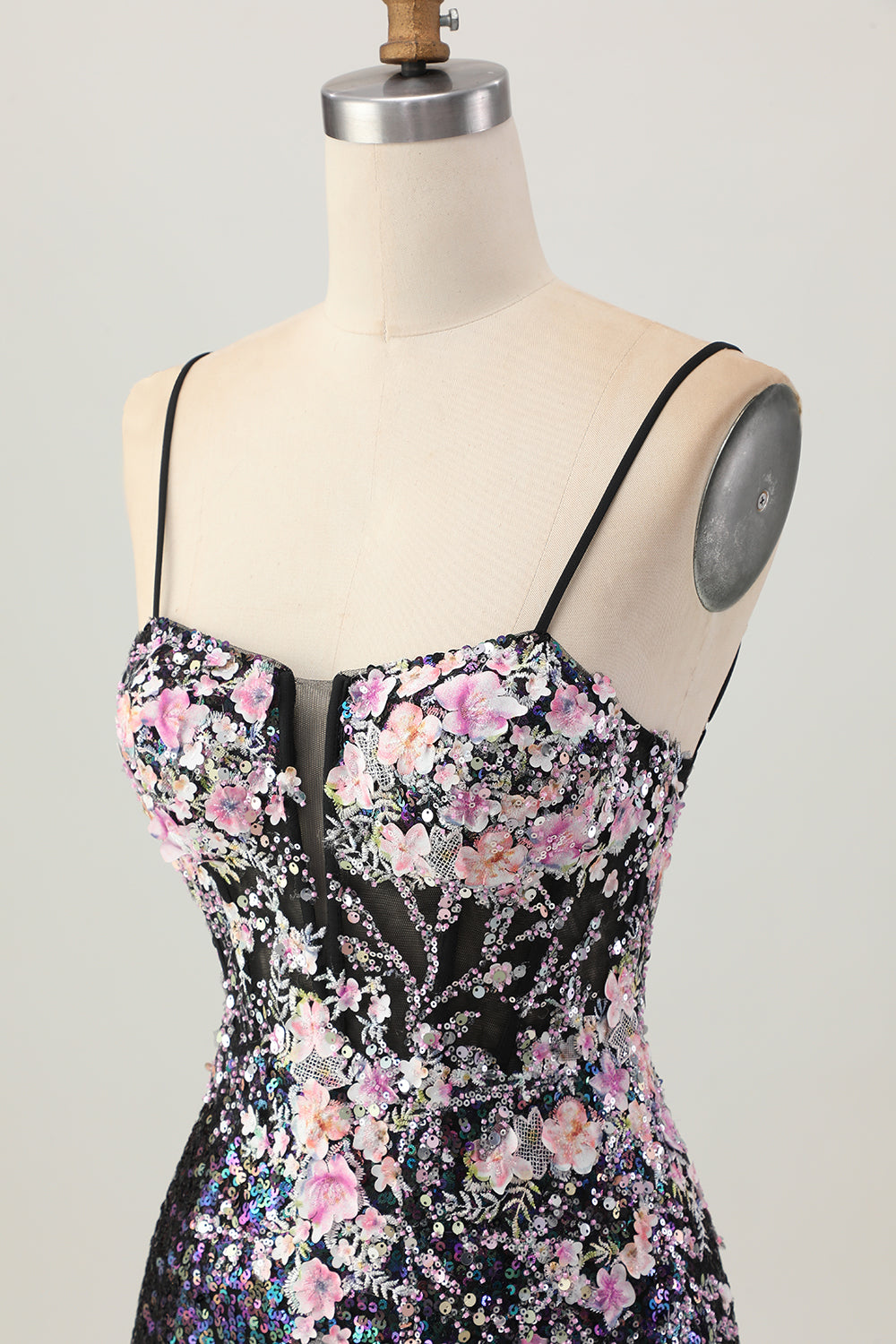Sparkly White Floral Sequins Tight Short Corset Homecoming Dress