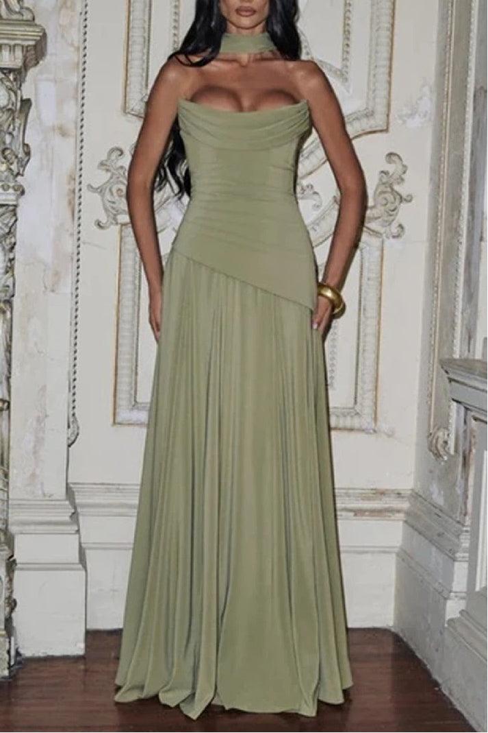 Sheath-Column Floor Length Silk-Like Wedding Guest Dress 1037538978797