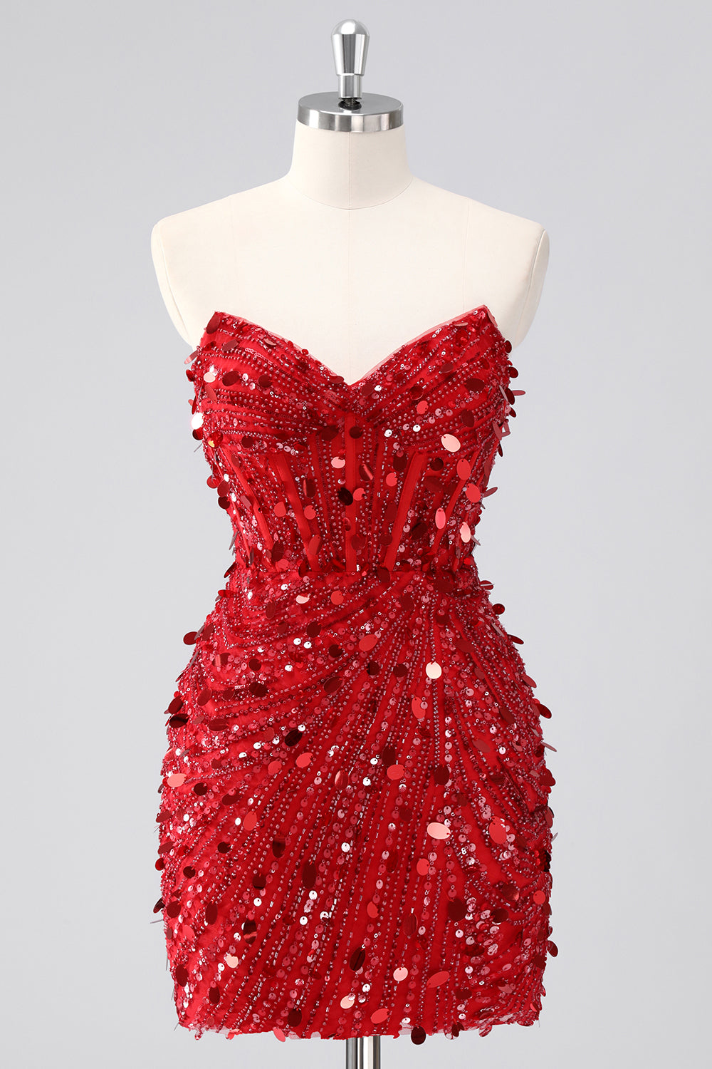 Sparkly Fuchsia Strapless Corset Sequins Short Homecoming Dress
