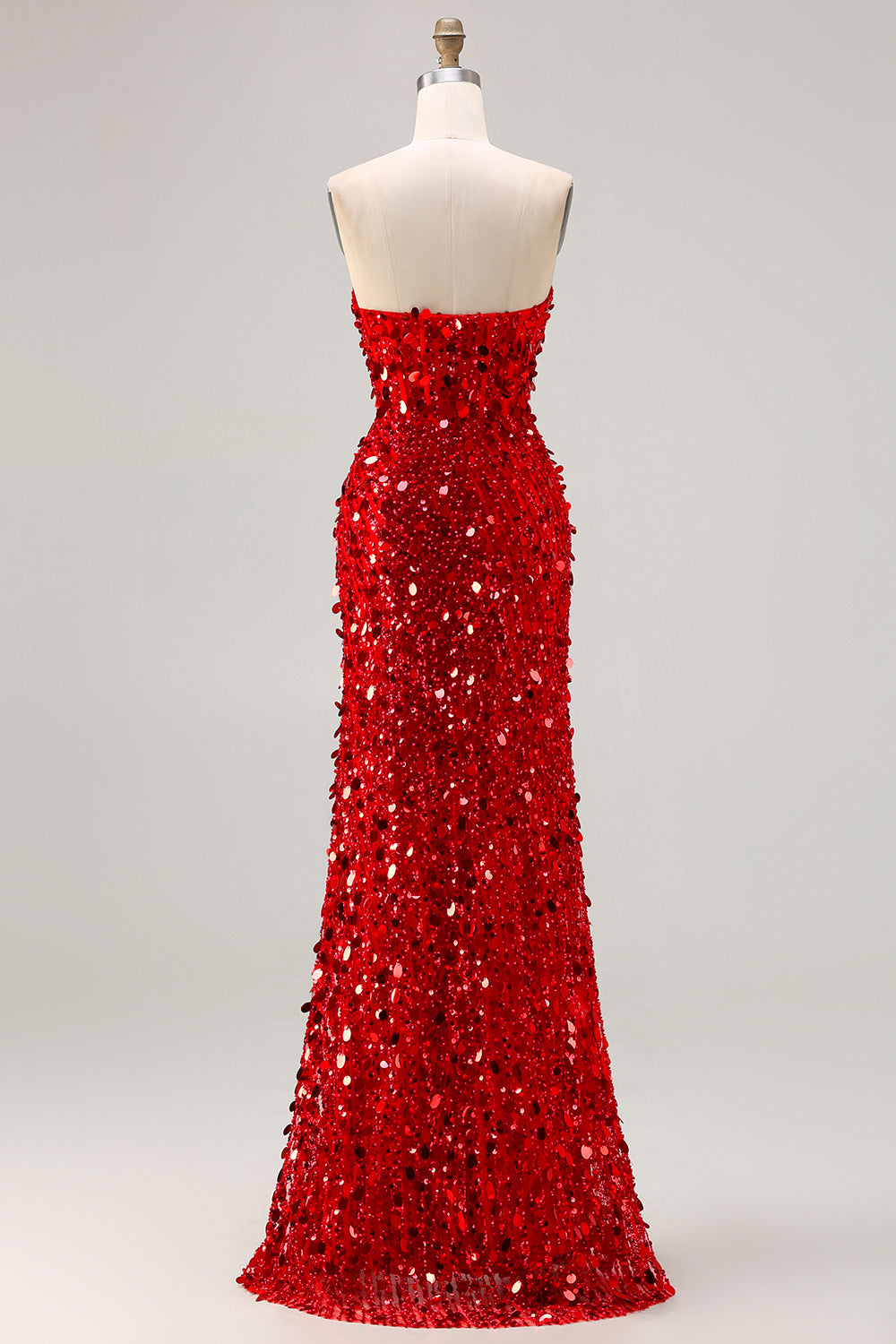 Sparkly Blue Mermaid Beaded Long Corset Prom Dress with Slit